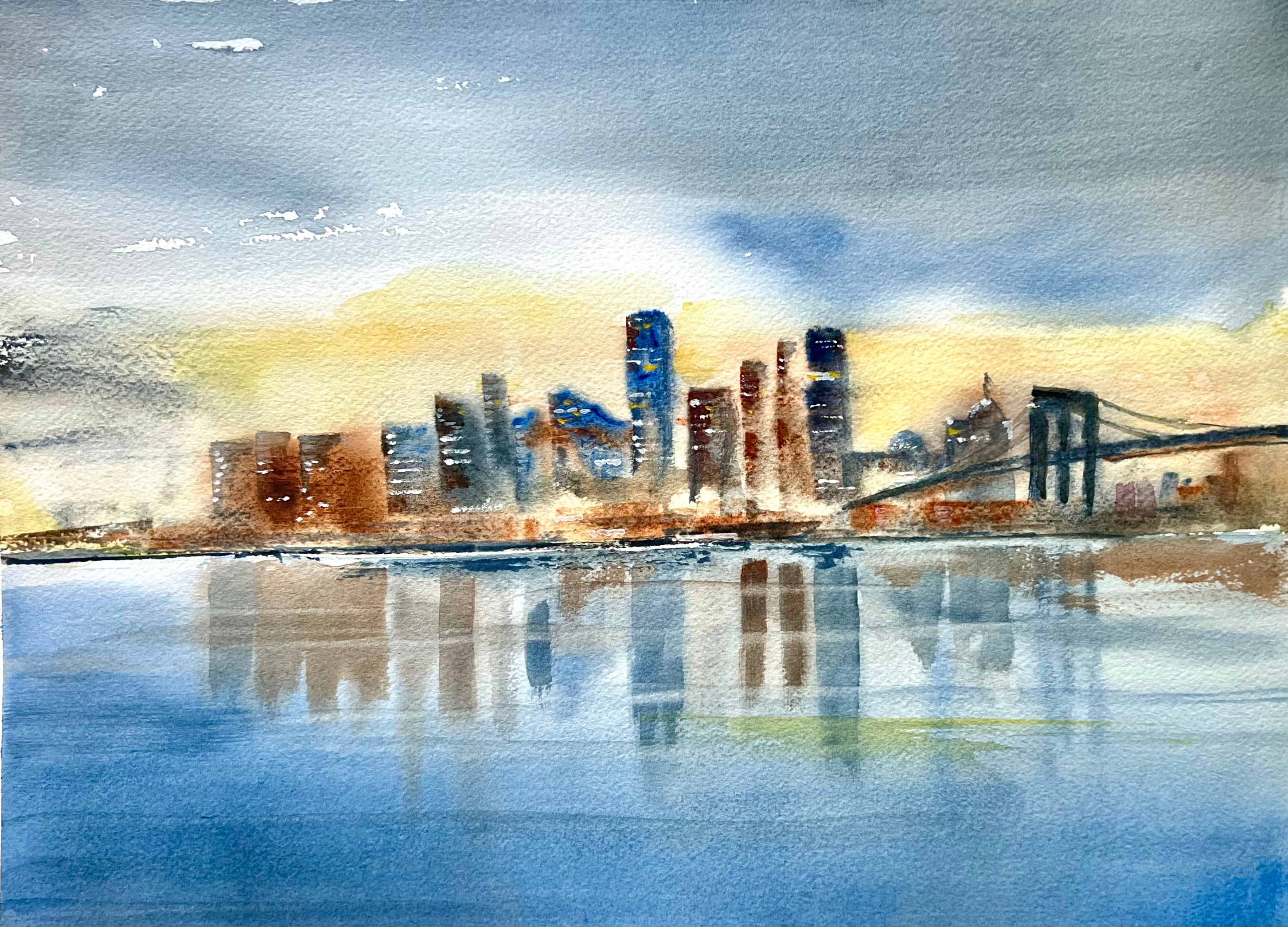 ACROSS TO NEW YORK AND BROOKLYN BRIDGE