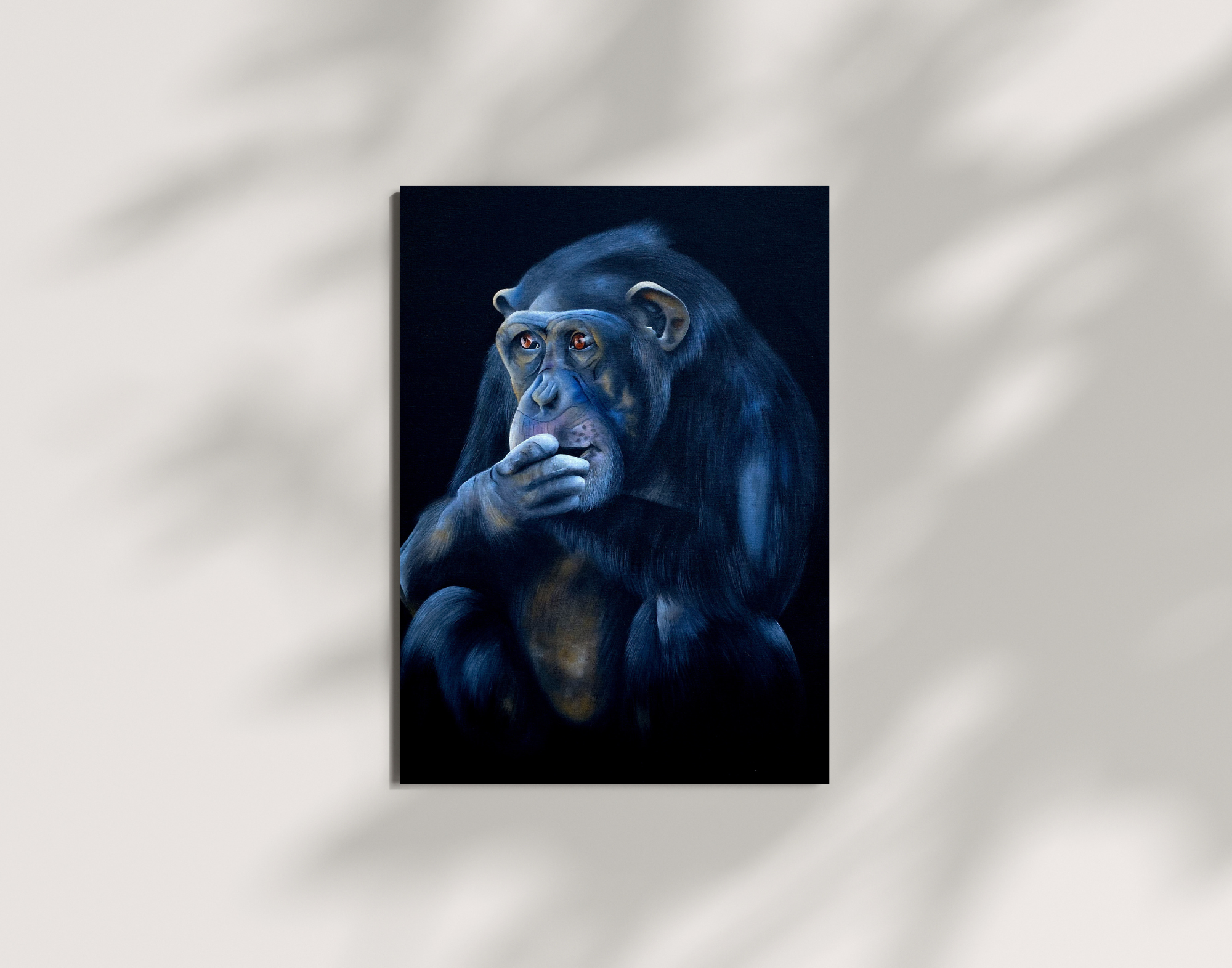 "Wisdom in Silence – Original Acrylic Chimpanzee Painting"