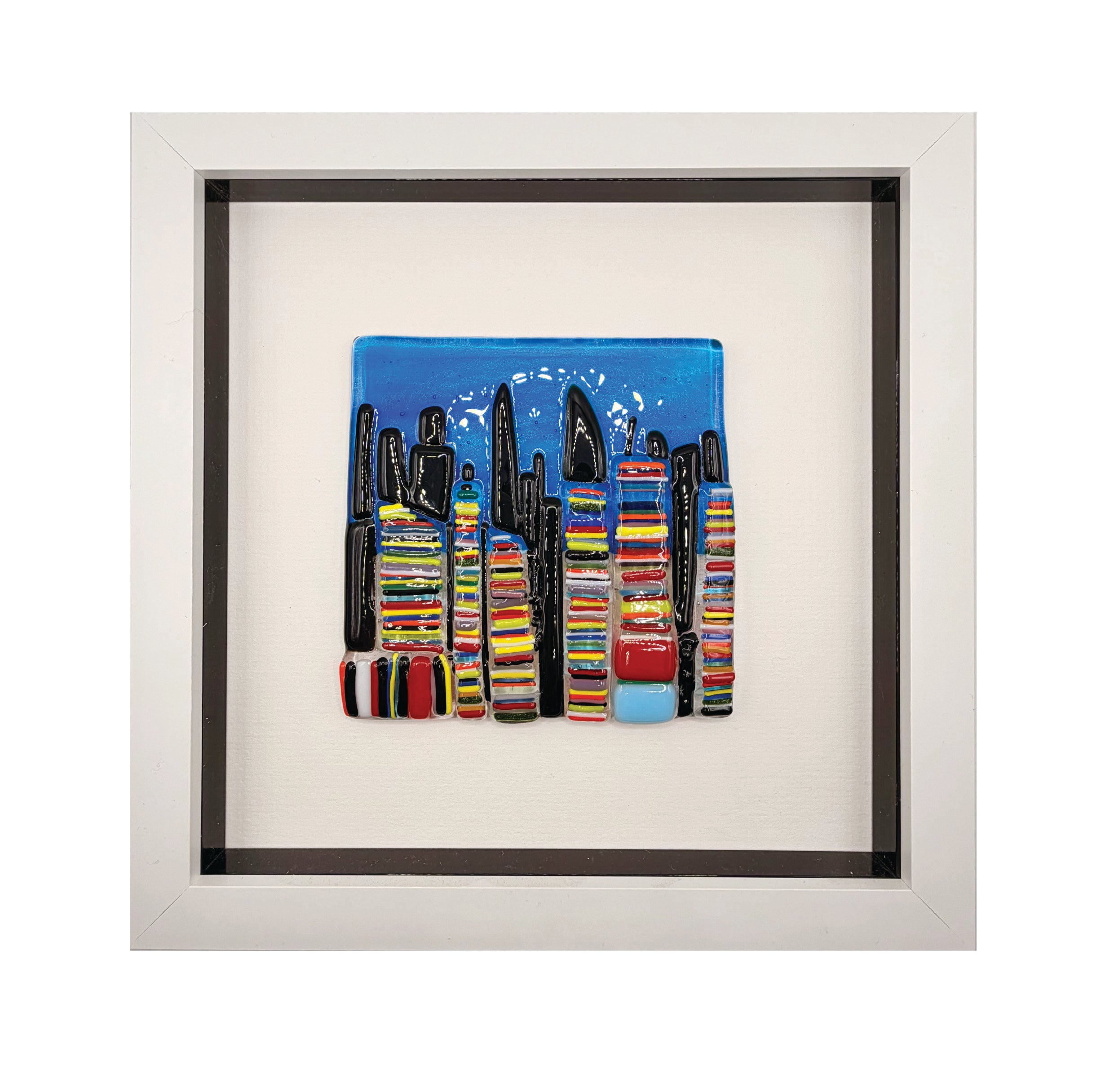 City at Night Framed Glass Art