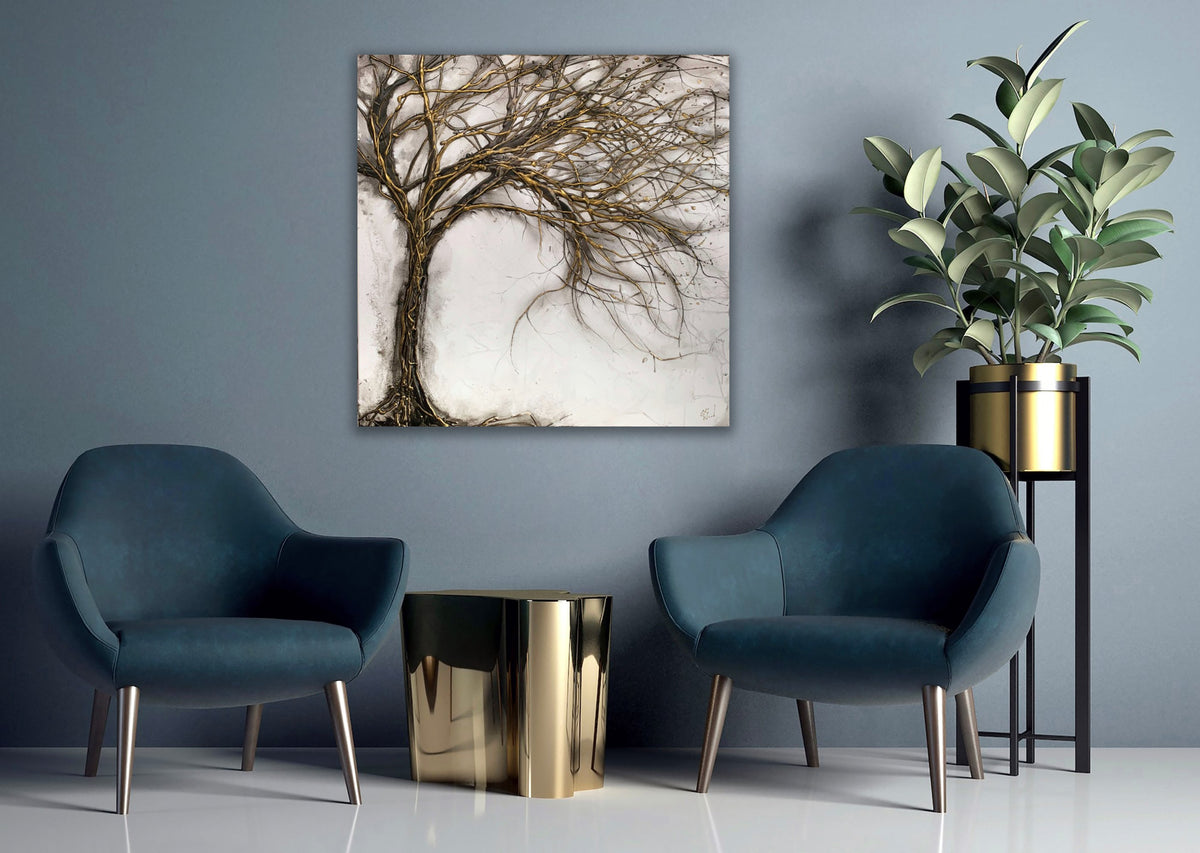 Gold Metallic Tree Abstract