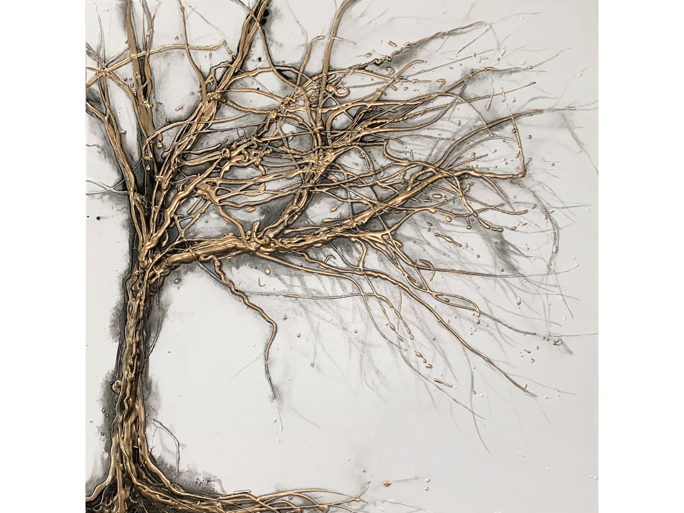 Gold Grey Metallic Wishing Tree I