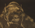 Gorilla in the groove (with punk headphones) (on canvas) - below minimum pricing