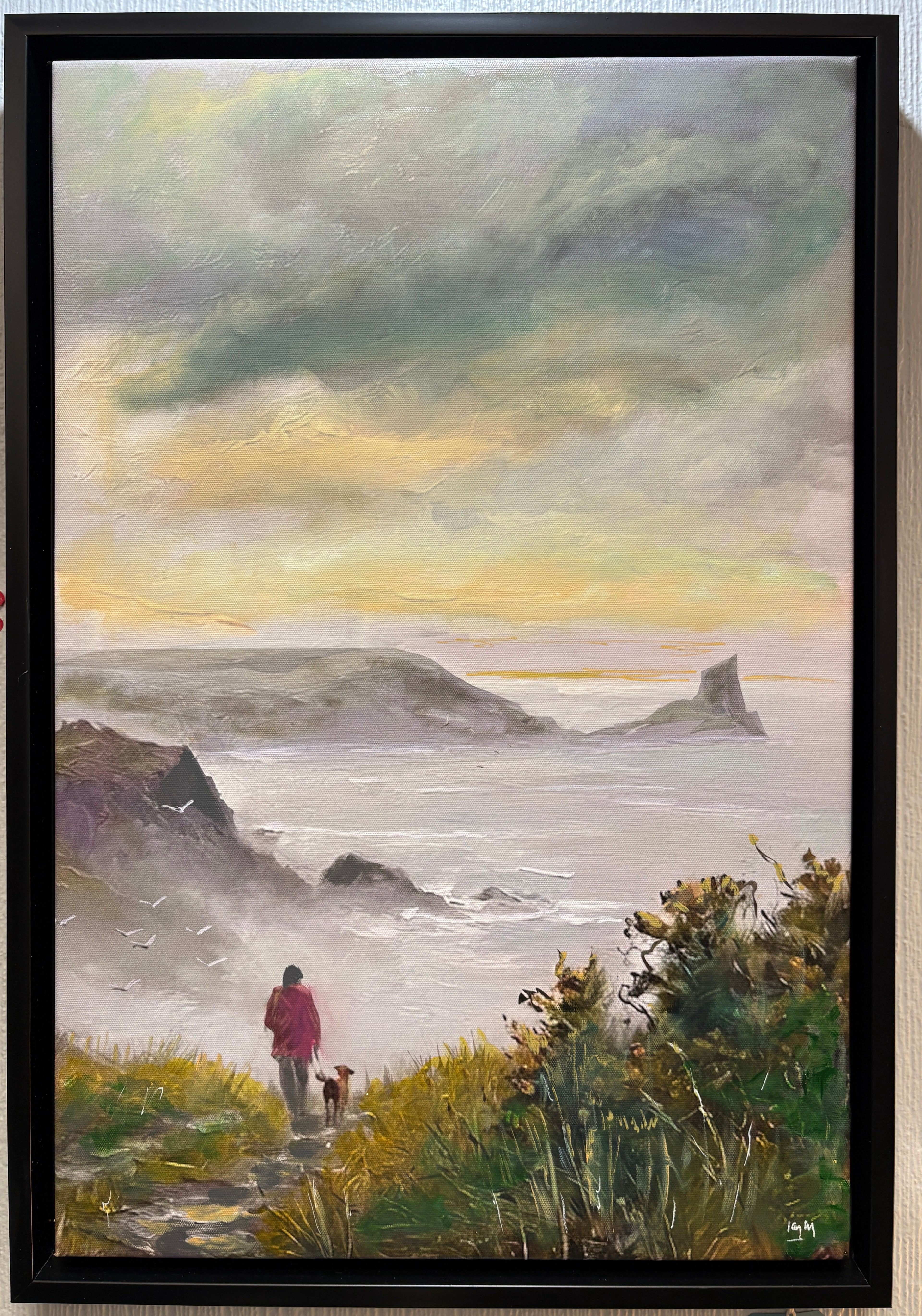 A Gower Walk, A painting of the Gower, Wales featuring Worms Head.
