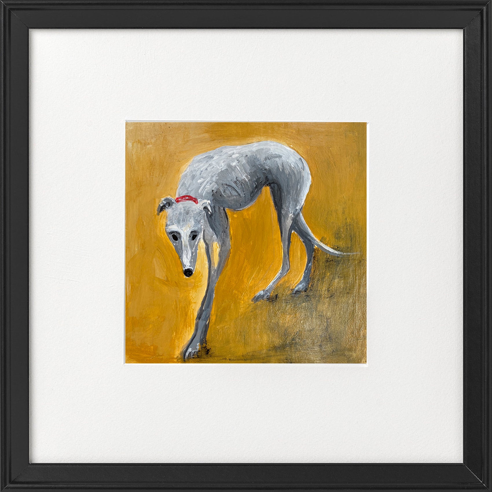 Greyhound on ochre framed