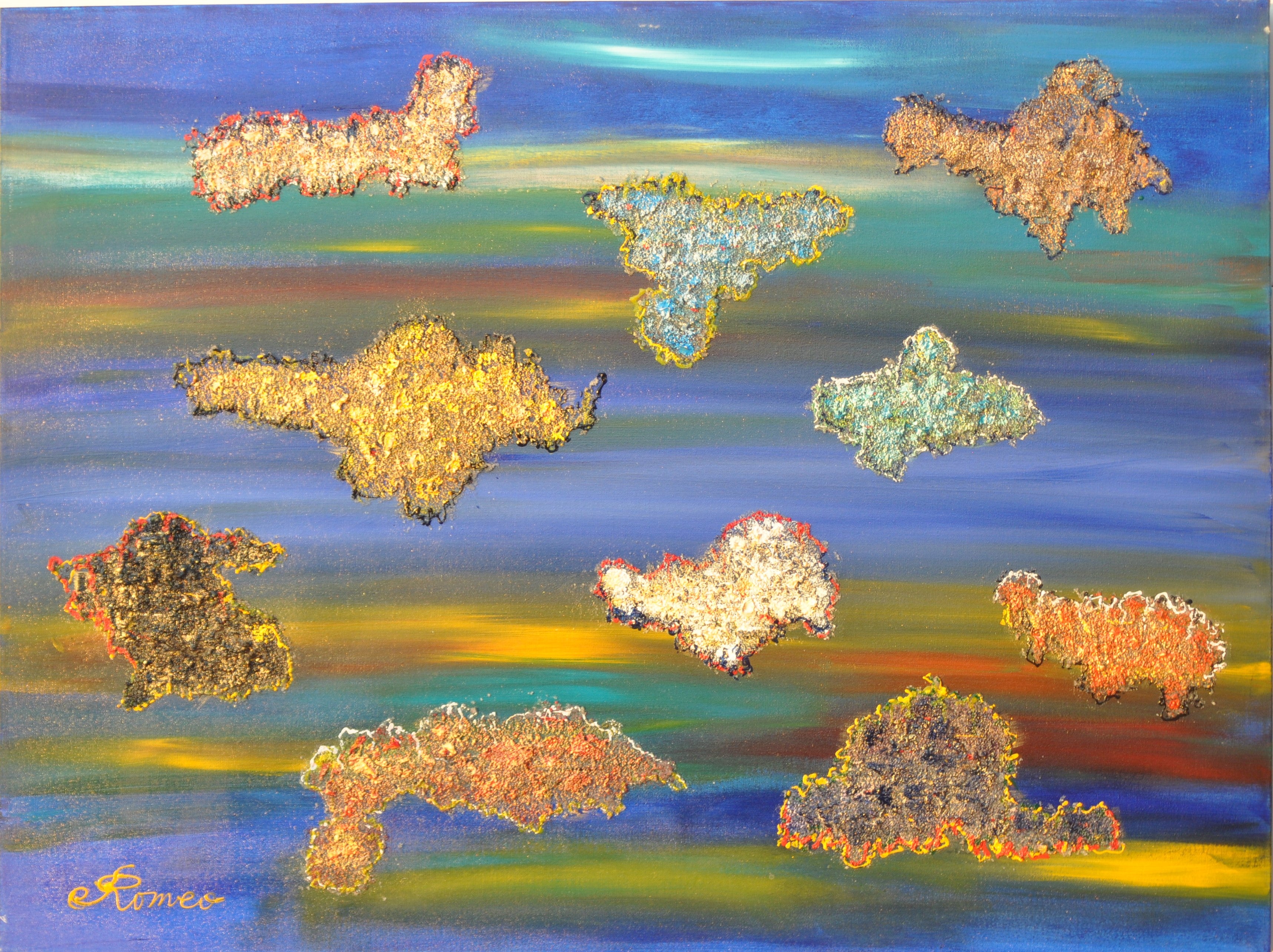 Icelands of colours1, acrylic on canvas, 30HX40LX1.5, inch SKU 1017