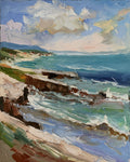 Rocks by the ocean. Seascape oil painting