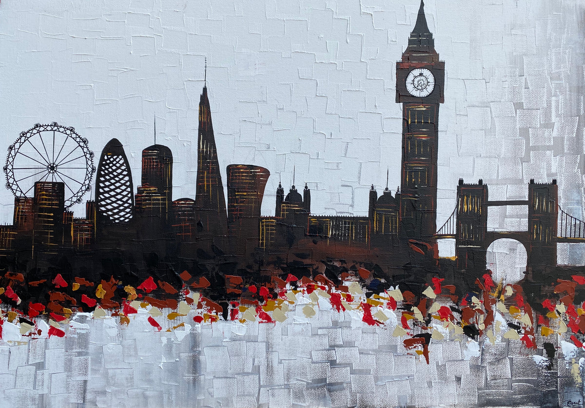 LONDON NIGHT SKYLINE ABSTRACT PAINTING 114