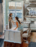 Chatting in a kitchen.
