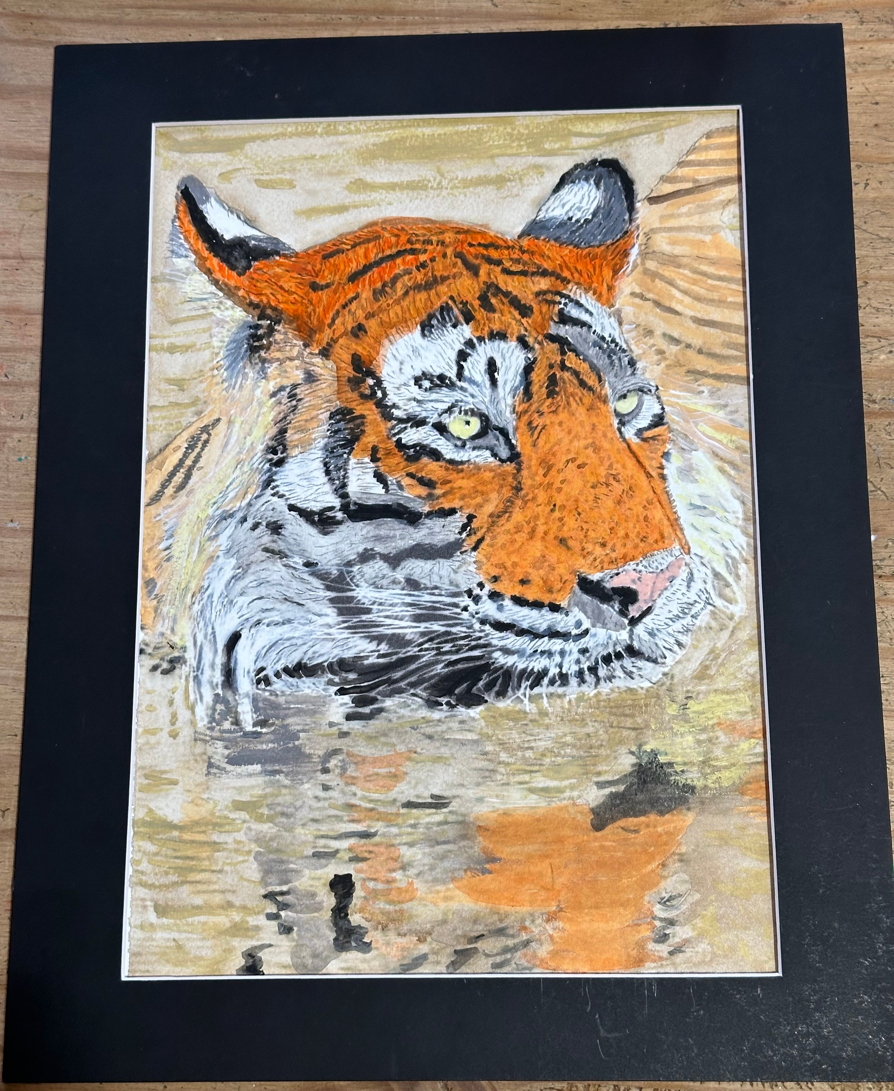 Watercolour swimming tiger frosty