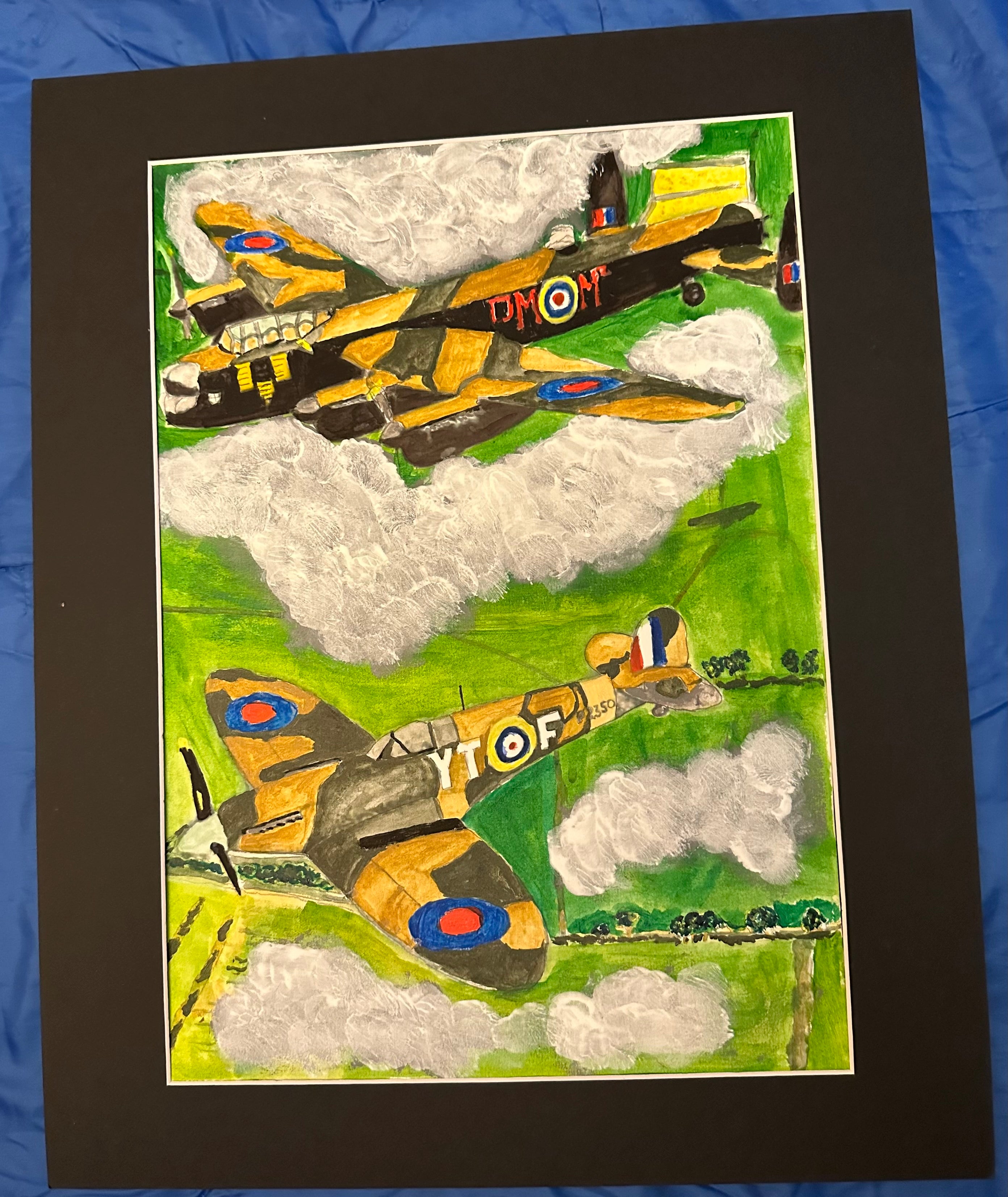 Lancaster bomber and spitfire