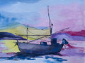 A Fishing Boat at Sunset