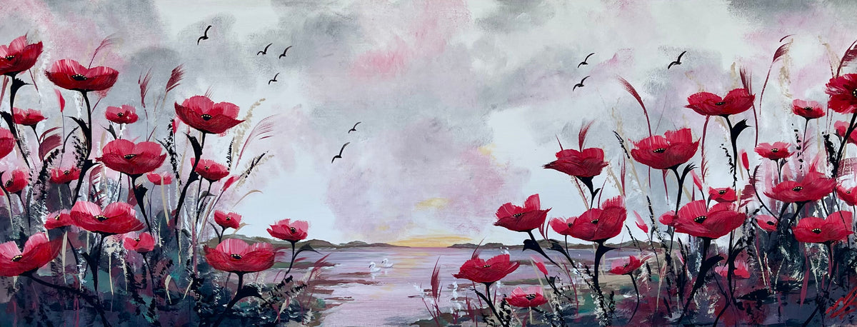Red Poppies at Sunset