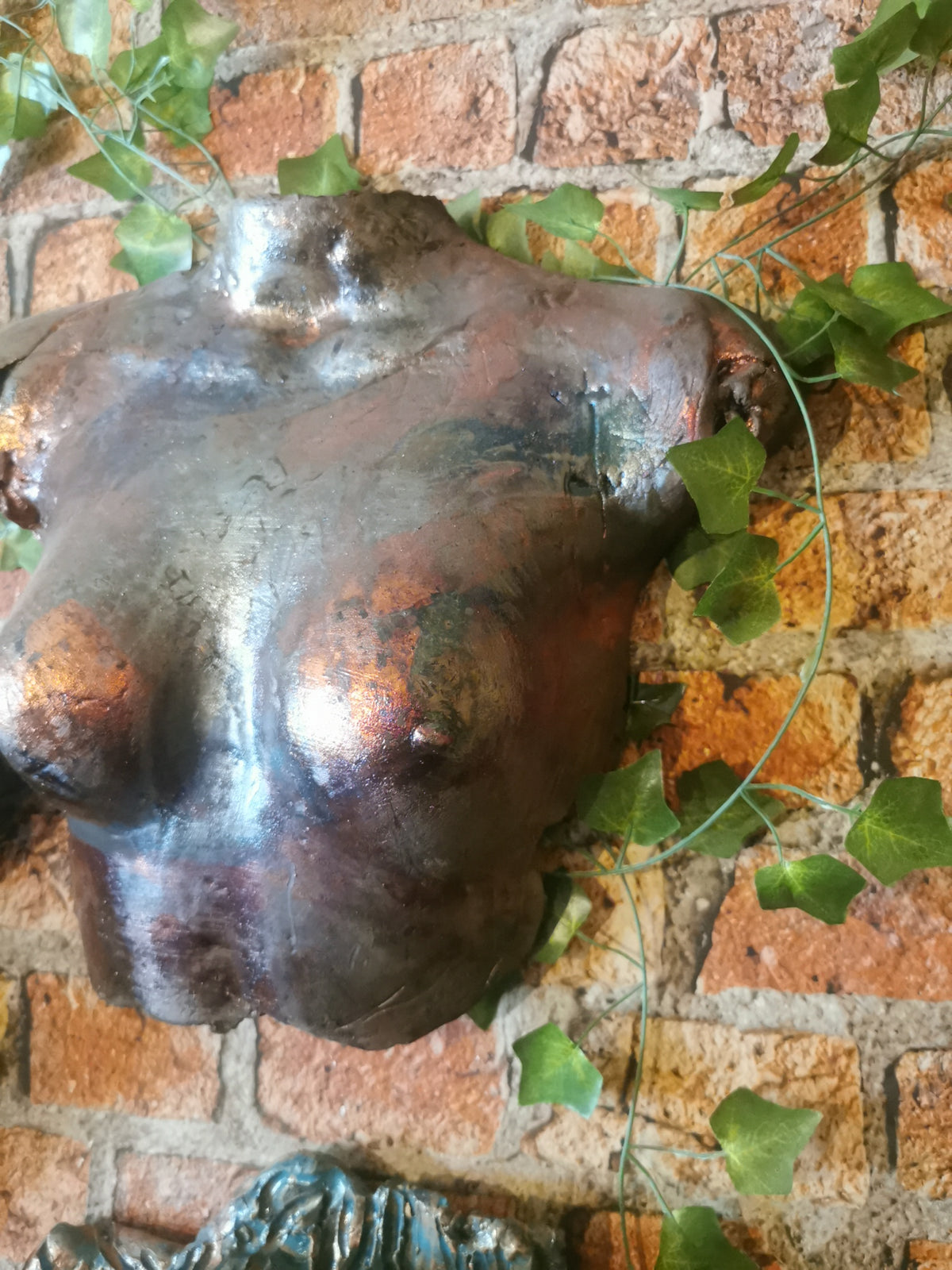 Ceramic Raku nude female wall sculpture