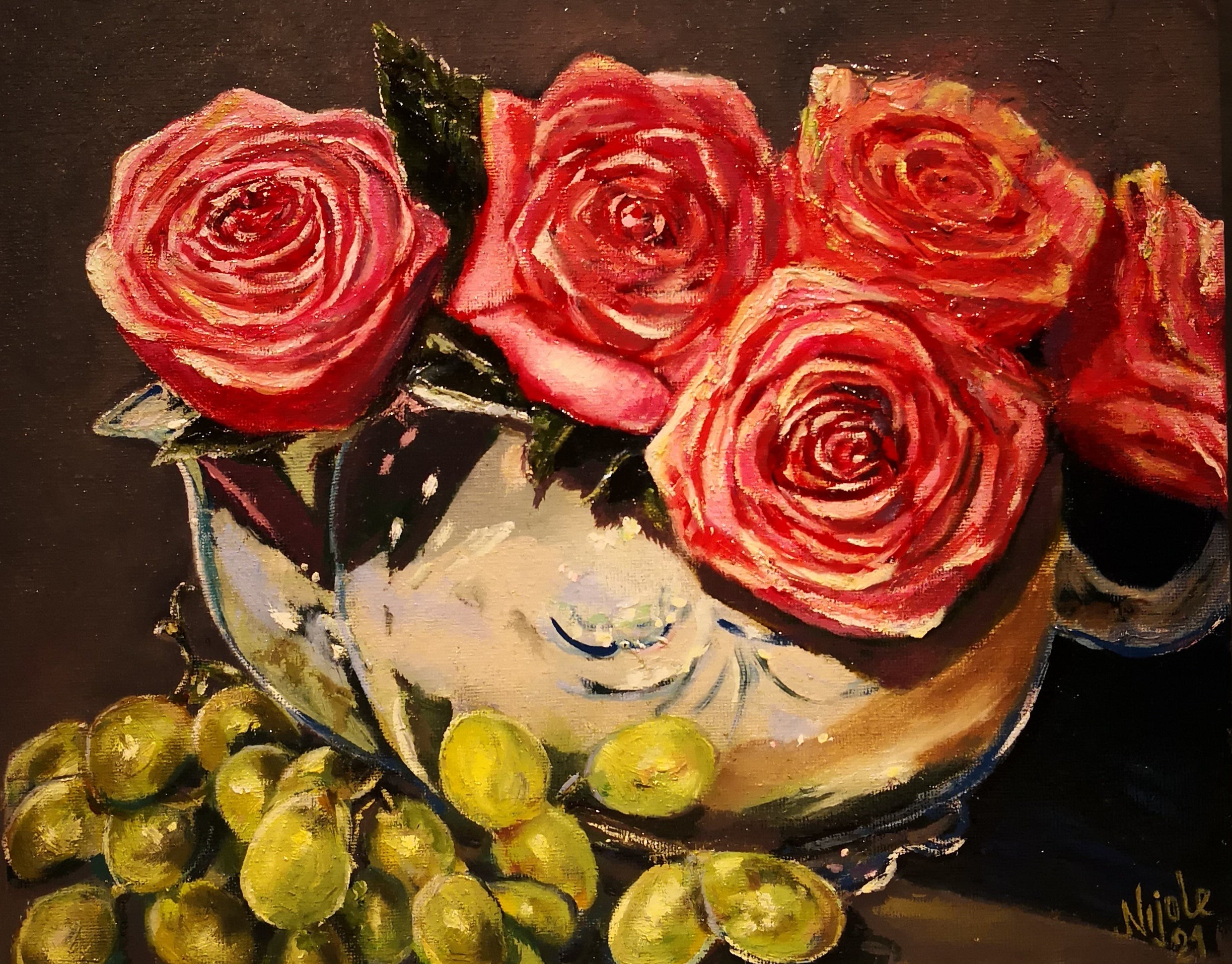 Roses with Grapes