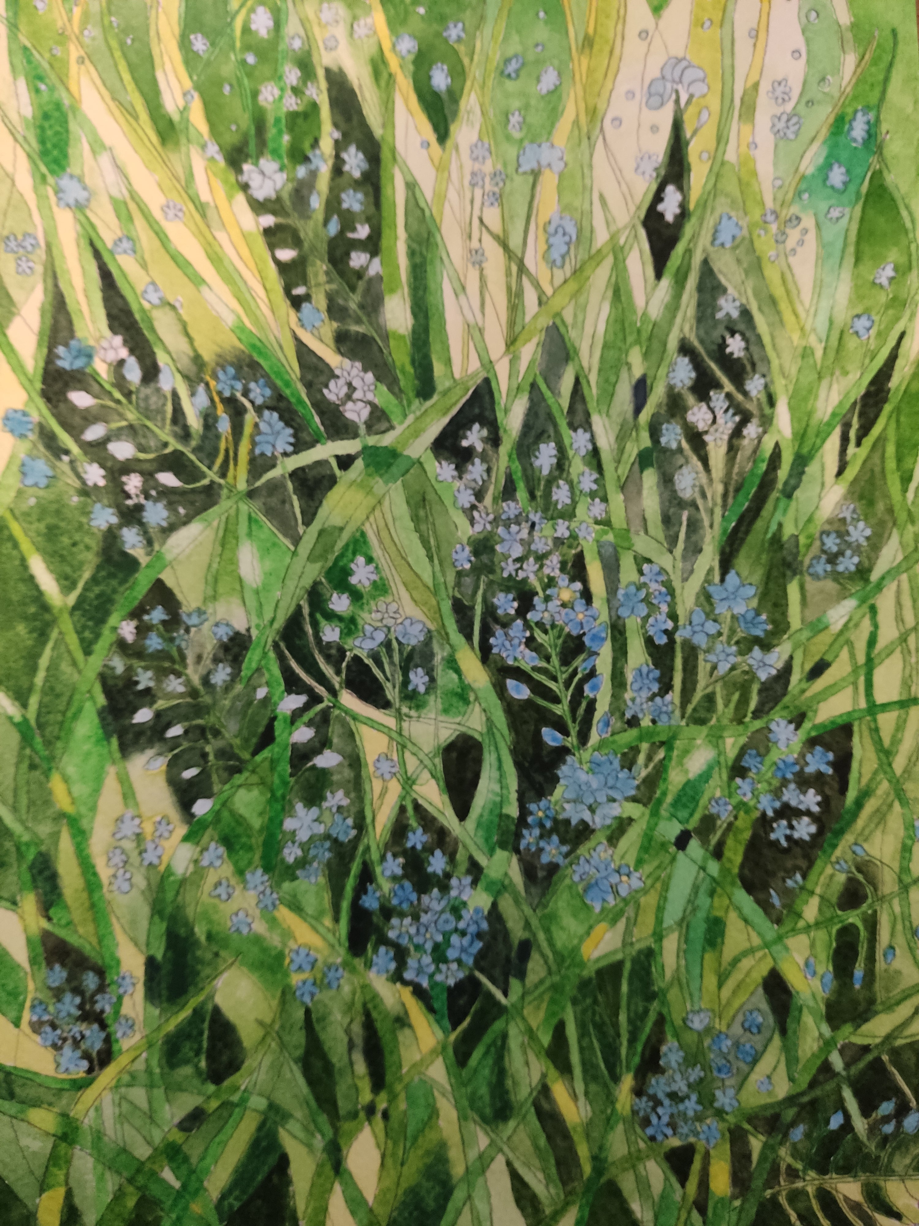 Forget-me-nots watercolour painting