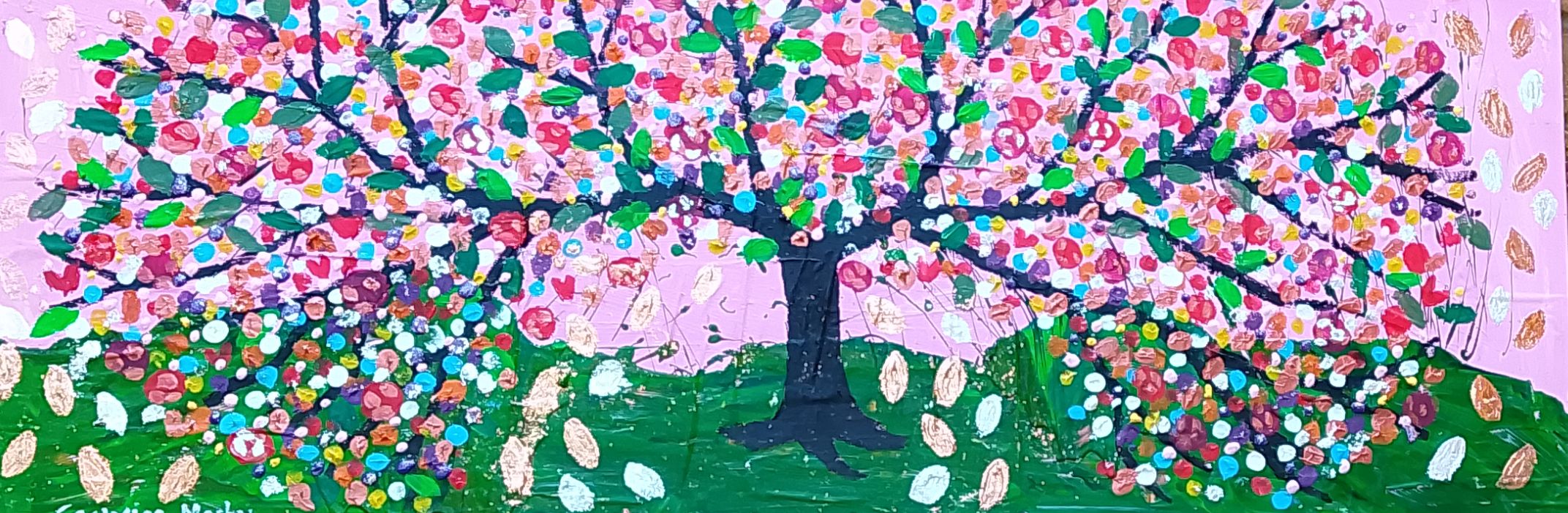 Quirky Colourful Tree in a Pink Sky