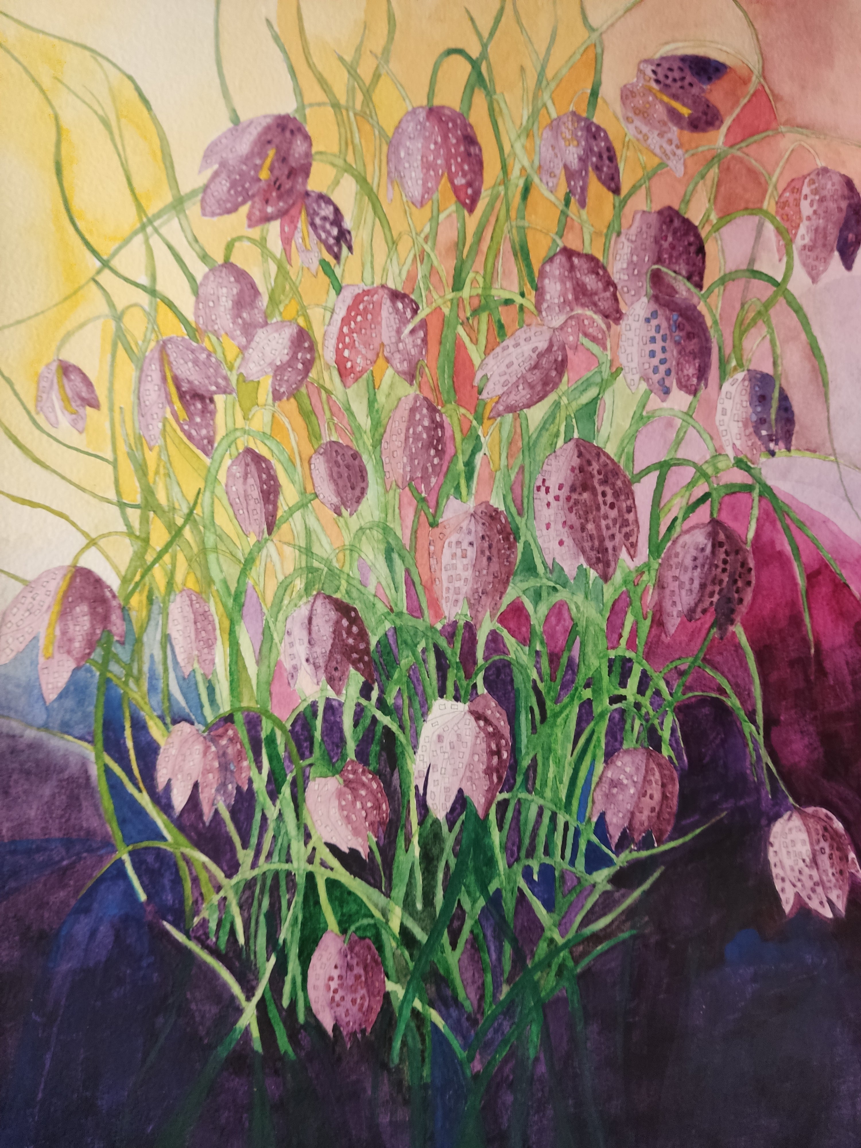 Snakeshead Fritillaria watercolour
