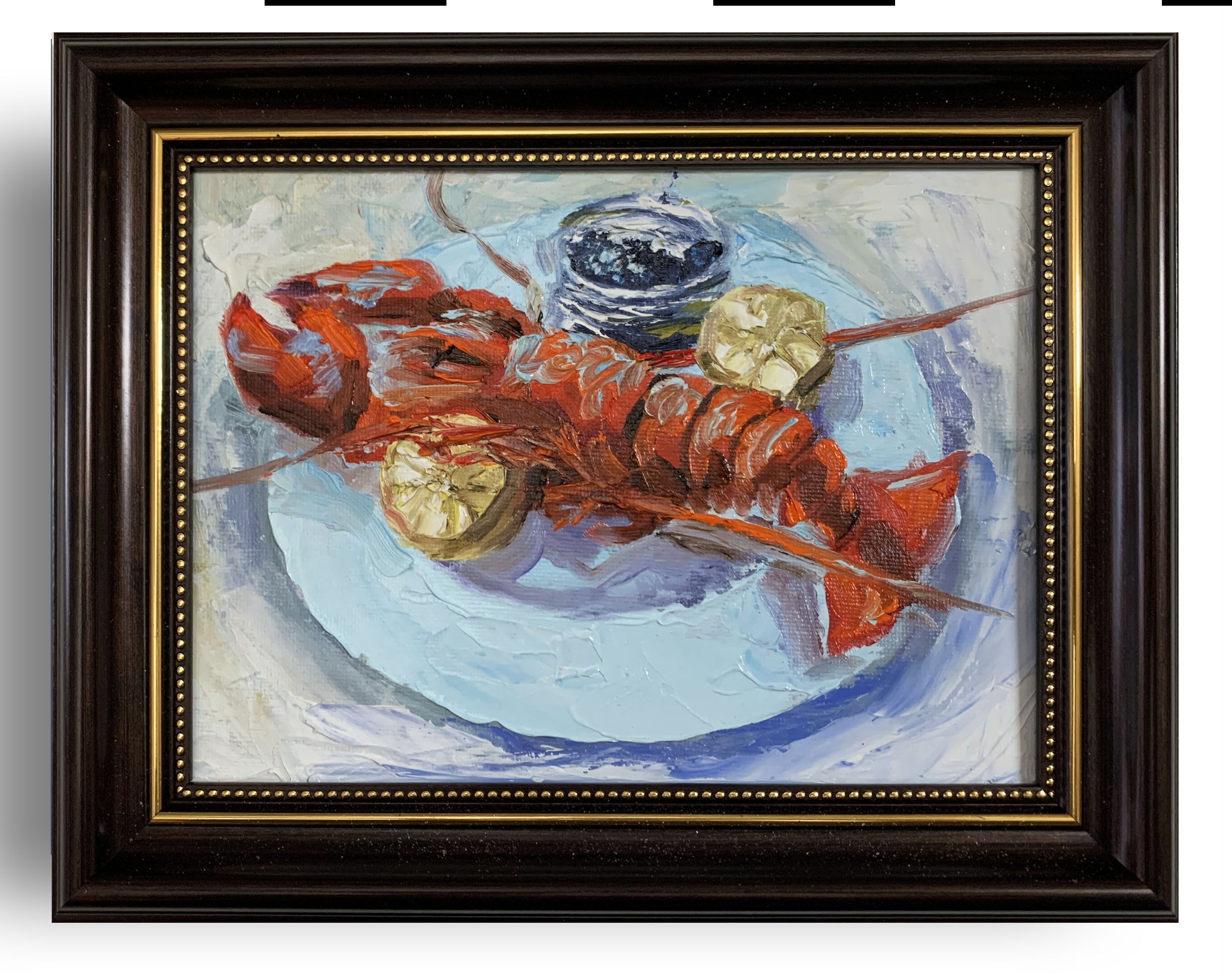 Lobster, lemon and black caviar.