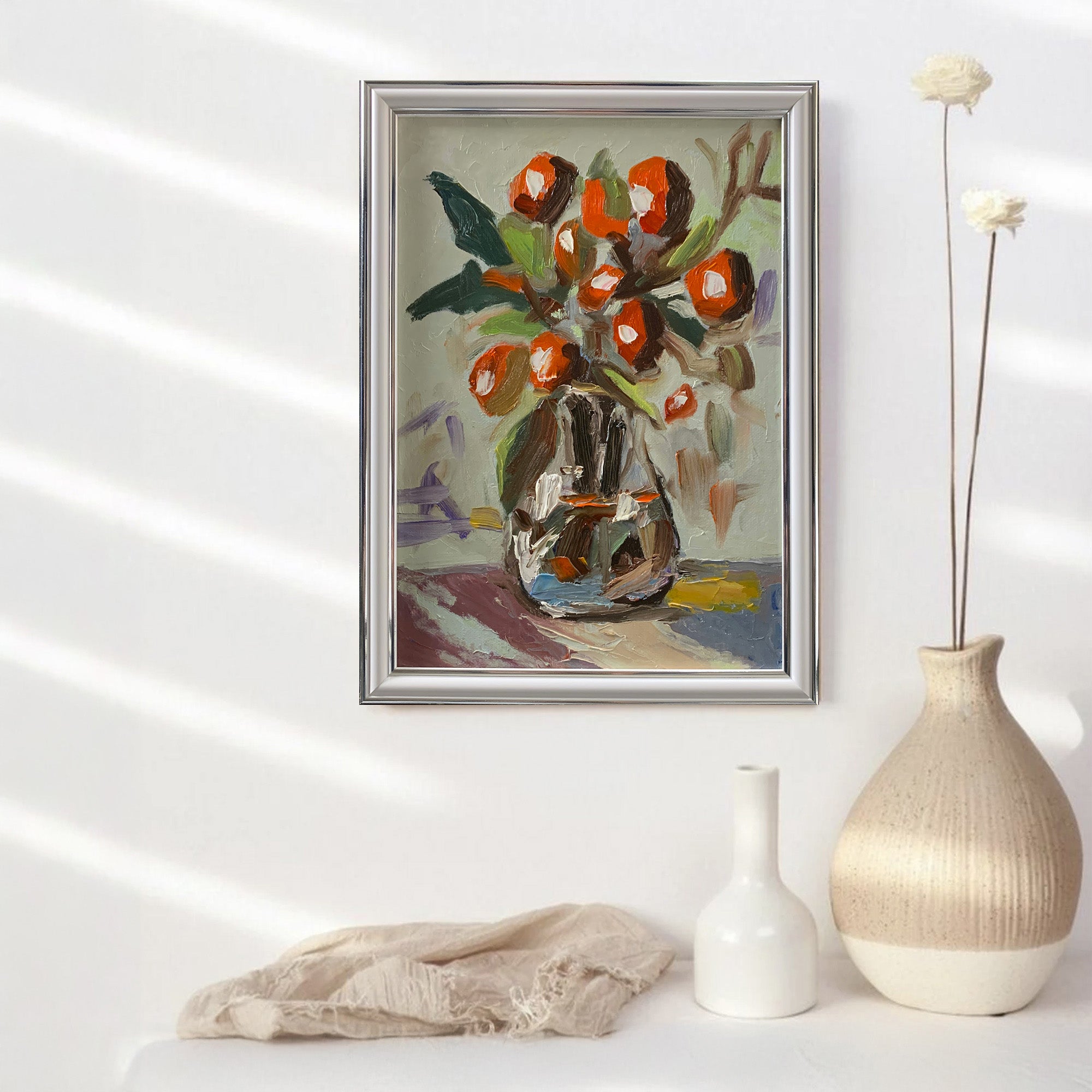 Olives, Olive branch in a vase.