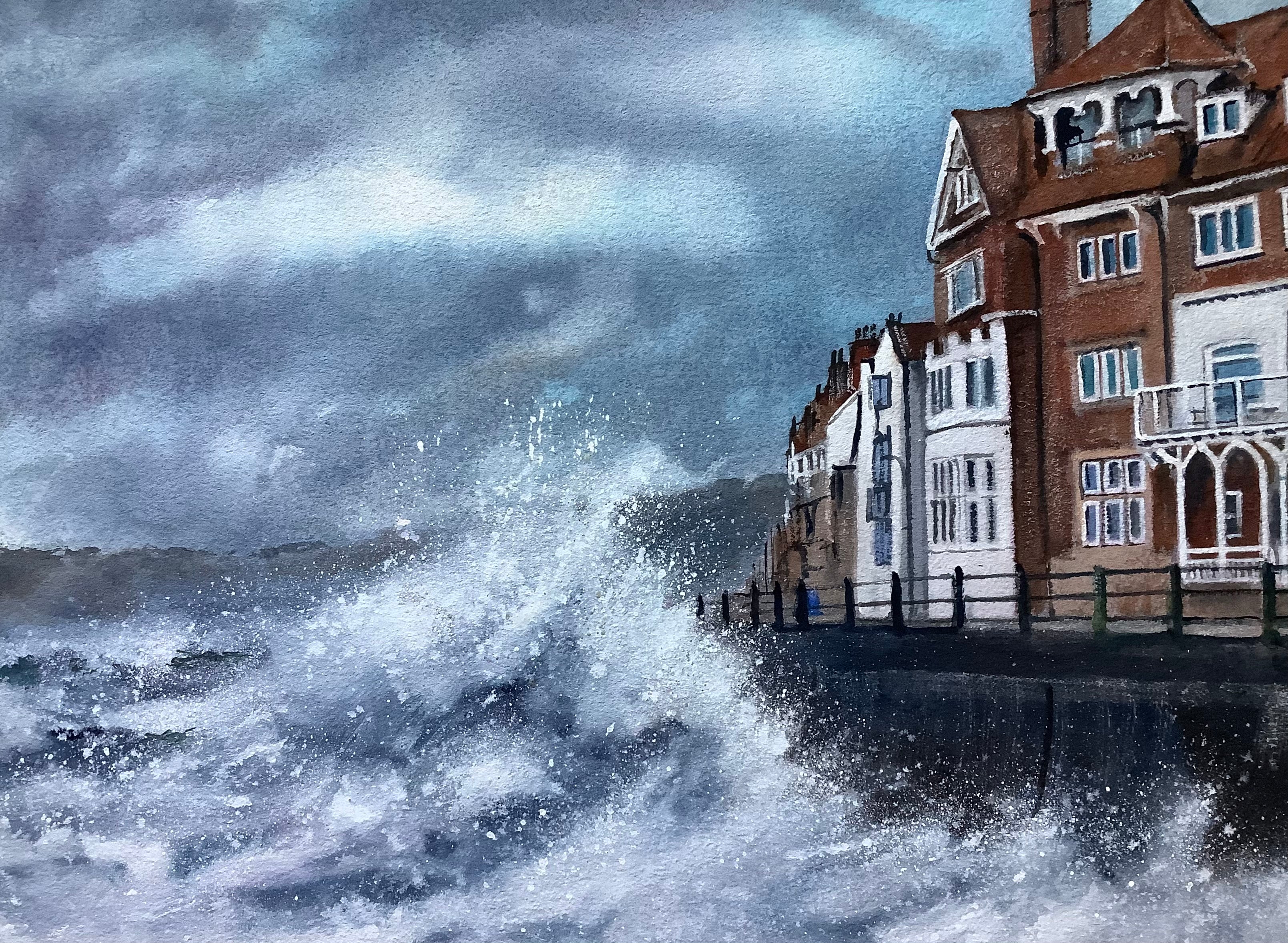 high tide at sands end near whitby, North Yorkshire