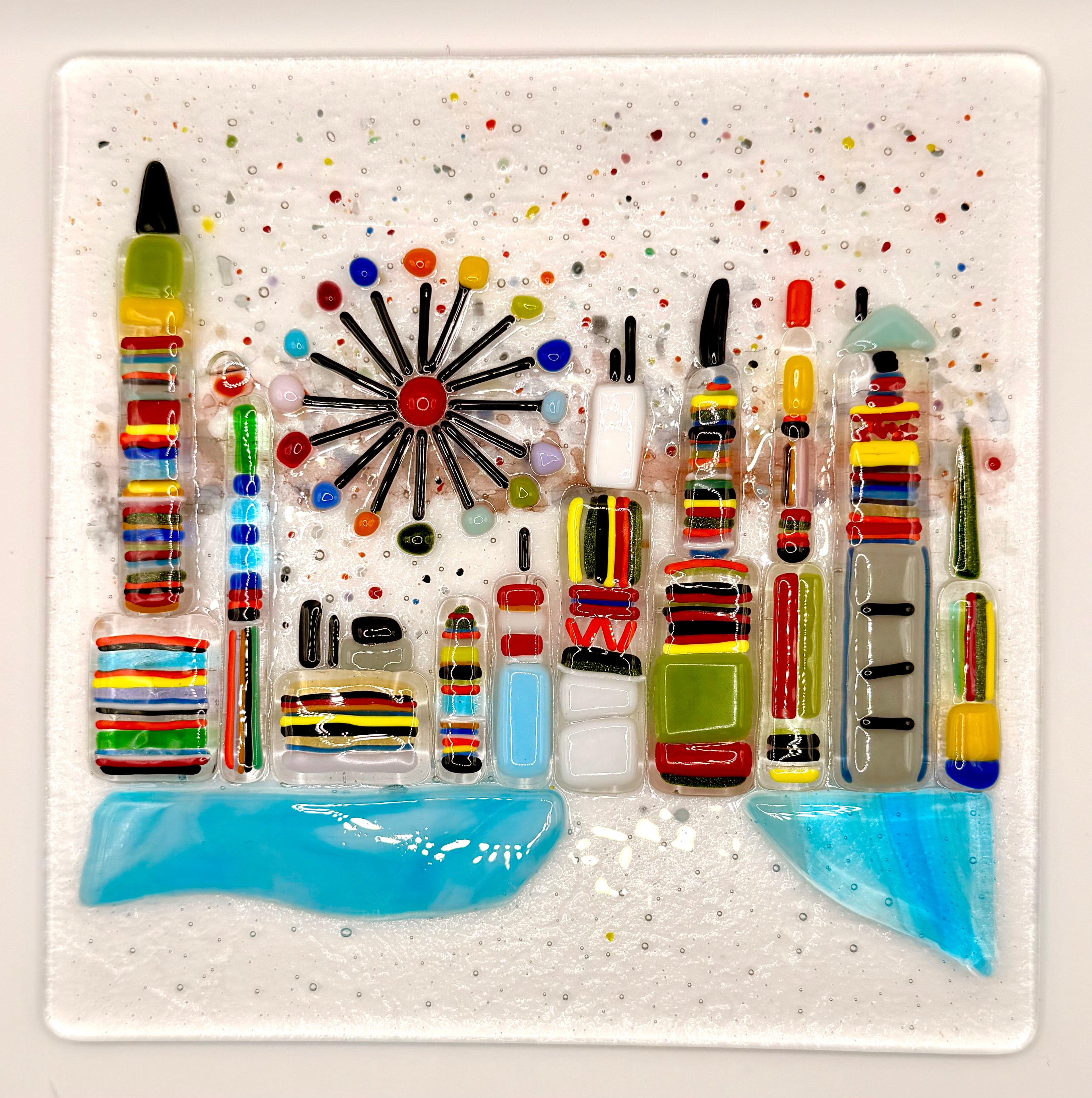 City Life Glass Framed Art