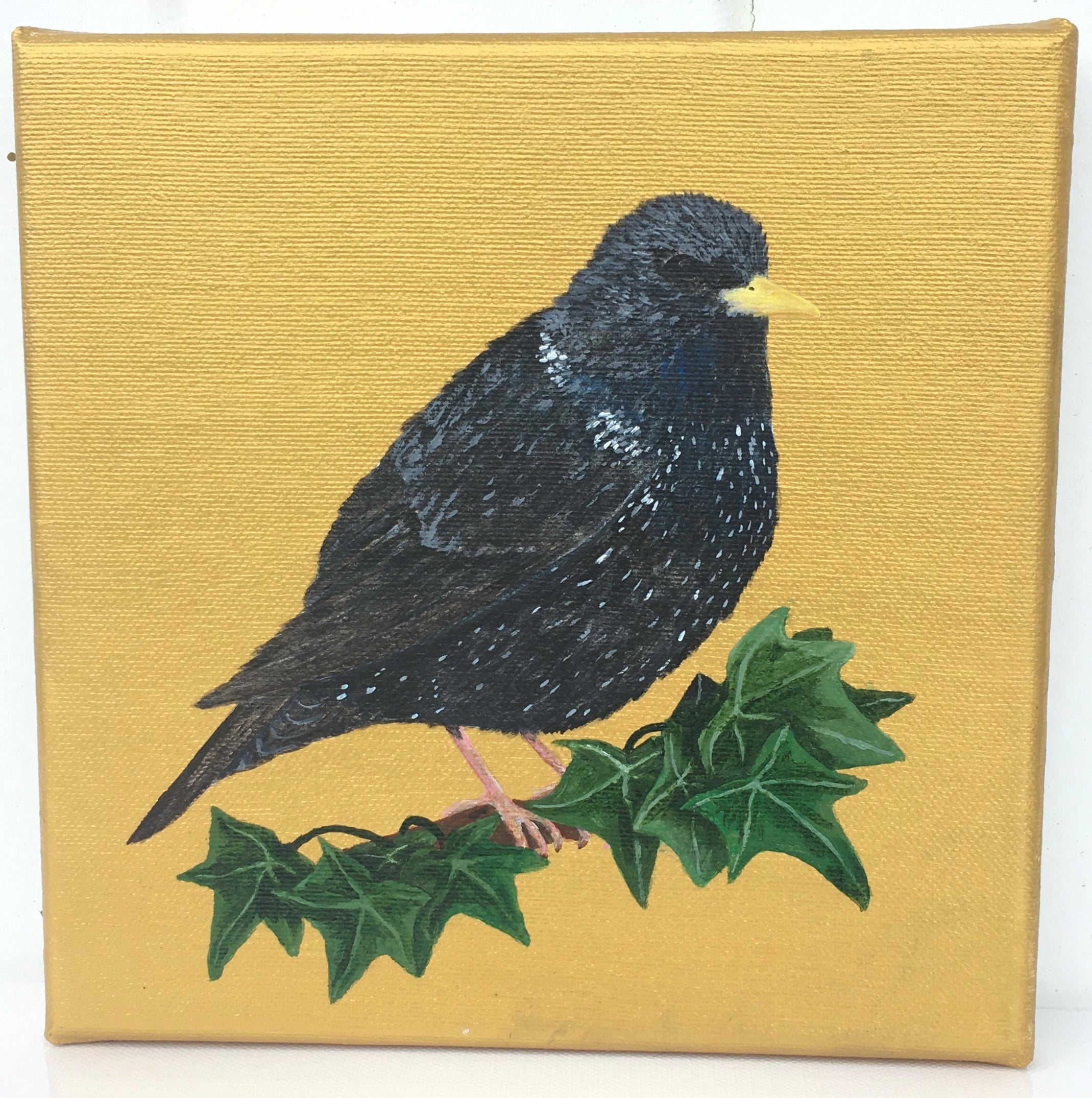 Garden Birds on Gold- Starling