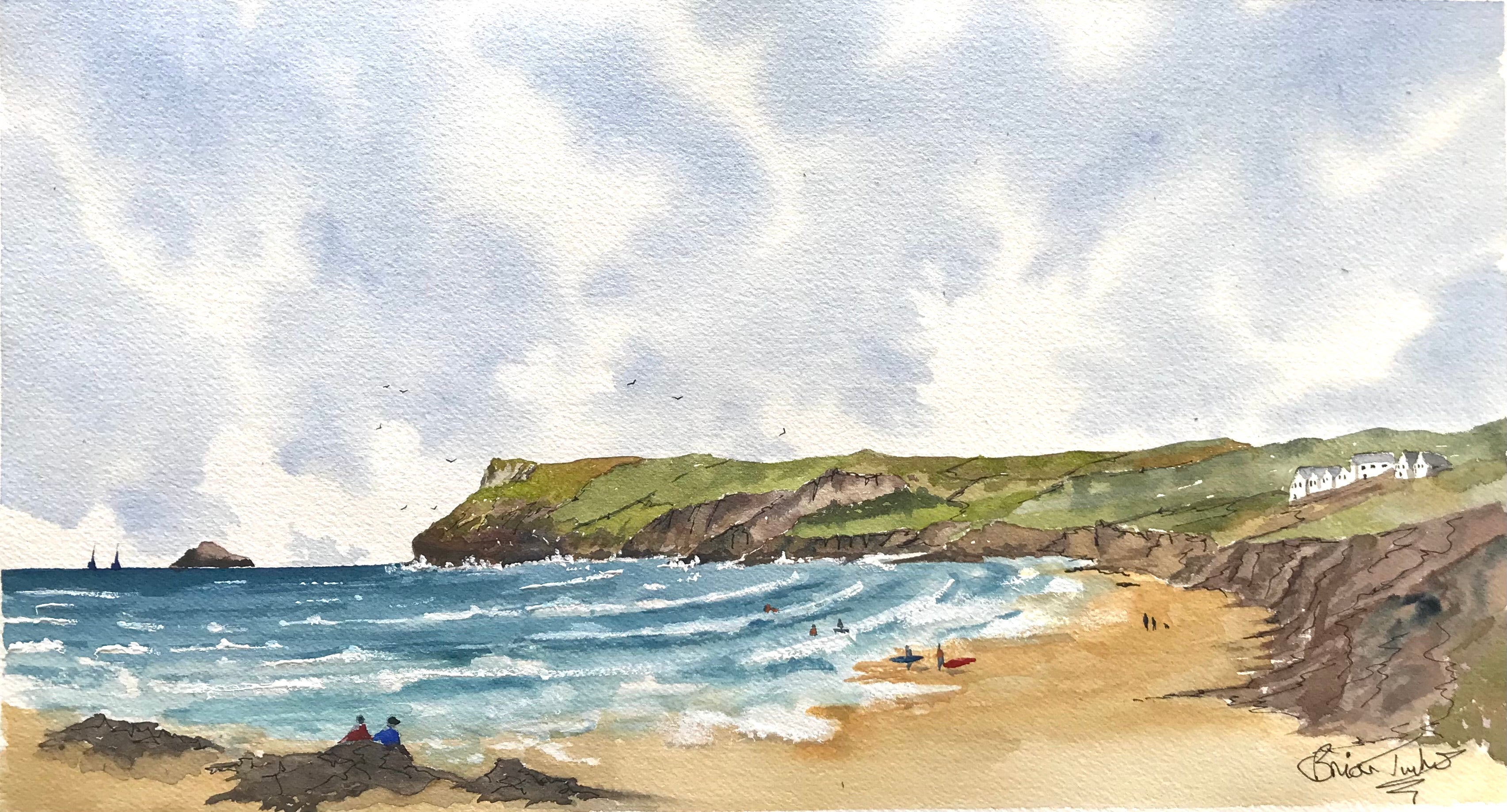 Watching the Surfers at Polzeath in Cornwall