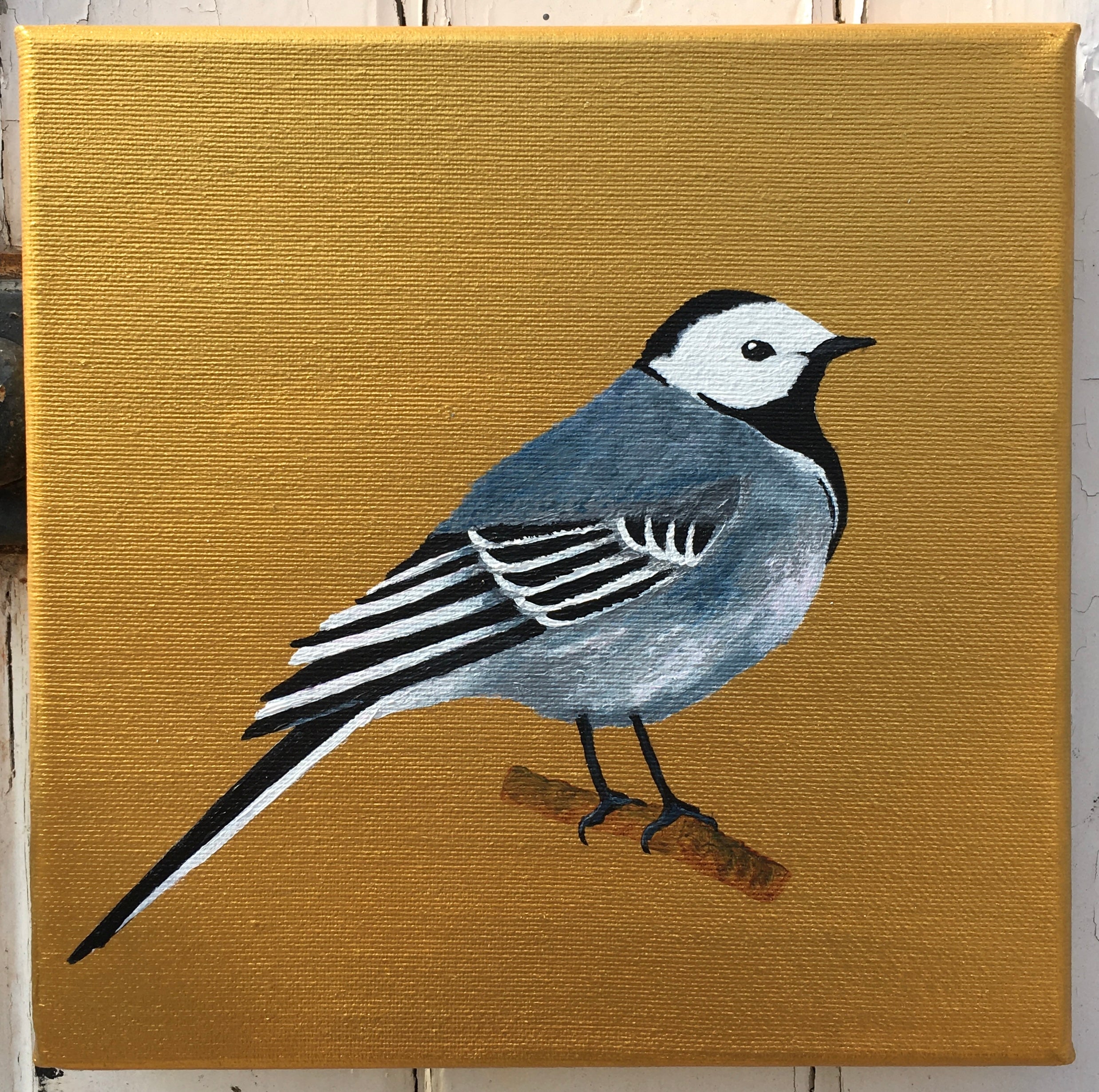 Garden Birds on Gold- Wagtail