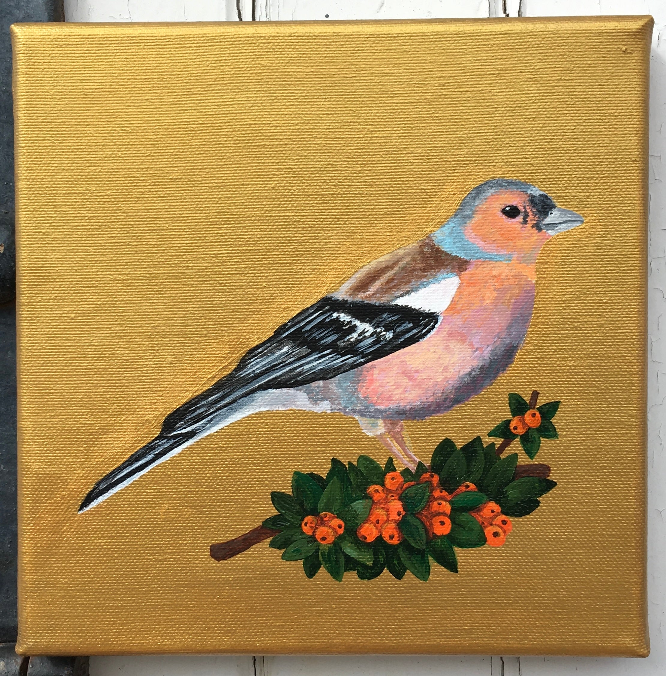 Garden Birds on Gold- Finch