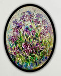 Irises oval canvas oil painting