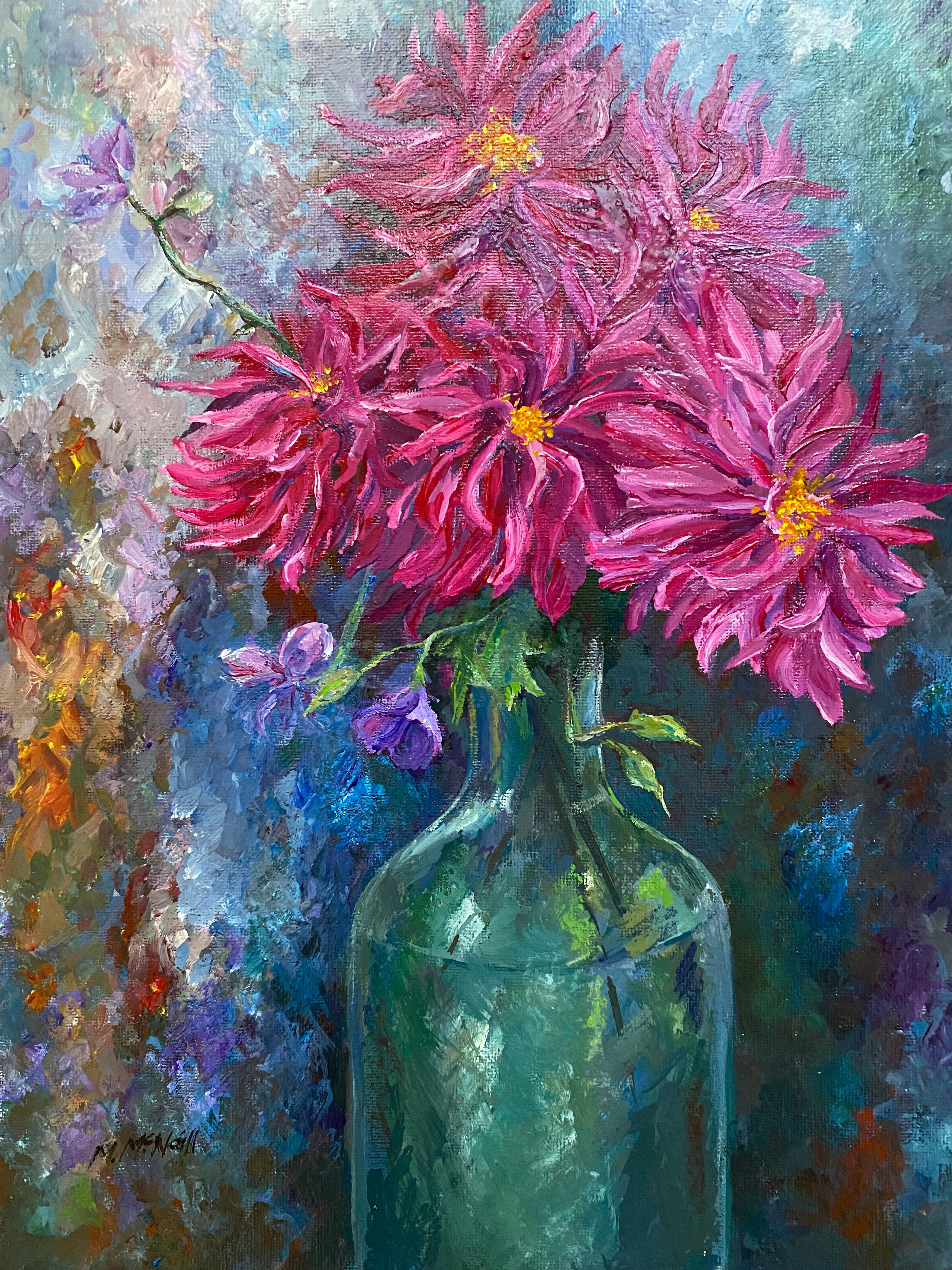 Pink Dahlias in a vase