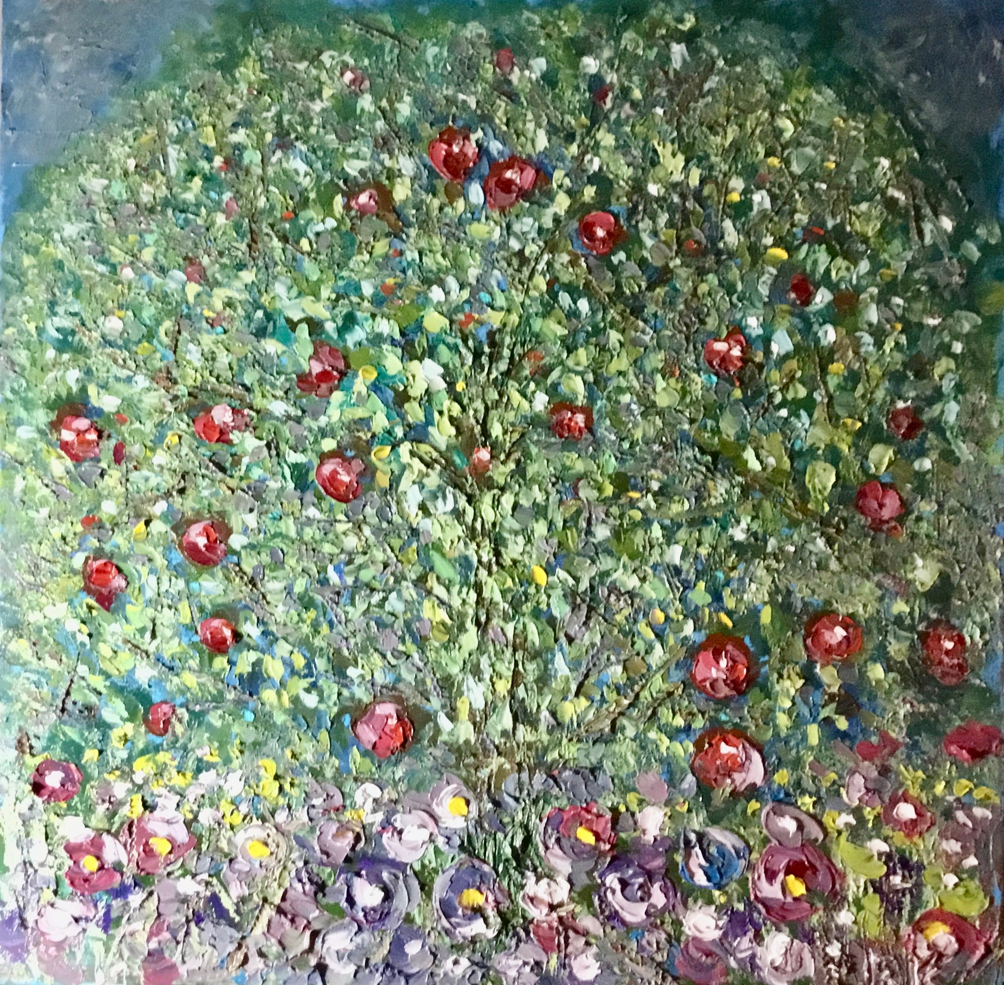 Garden of Red Apples” – Klimt Apple Tree Inspired Oil Painting