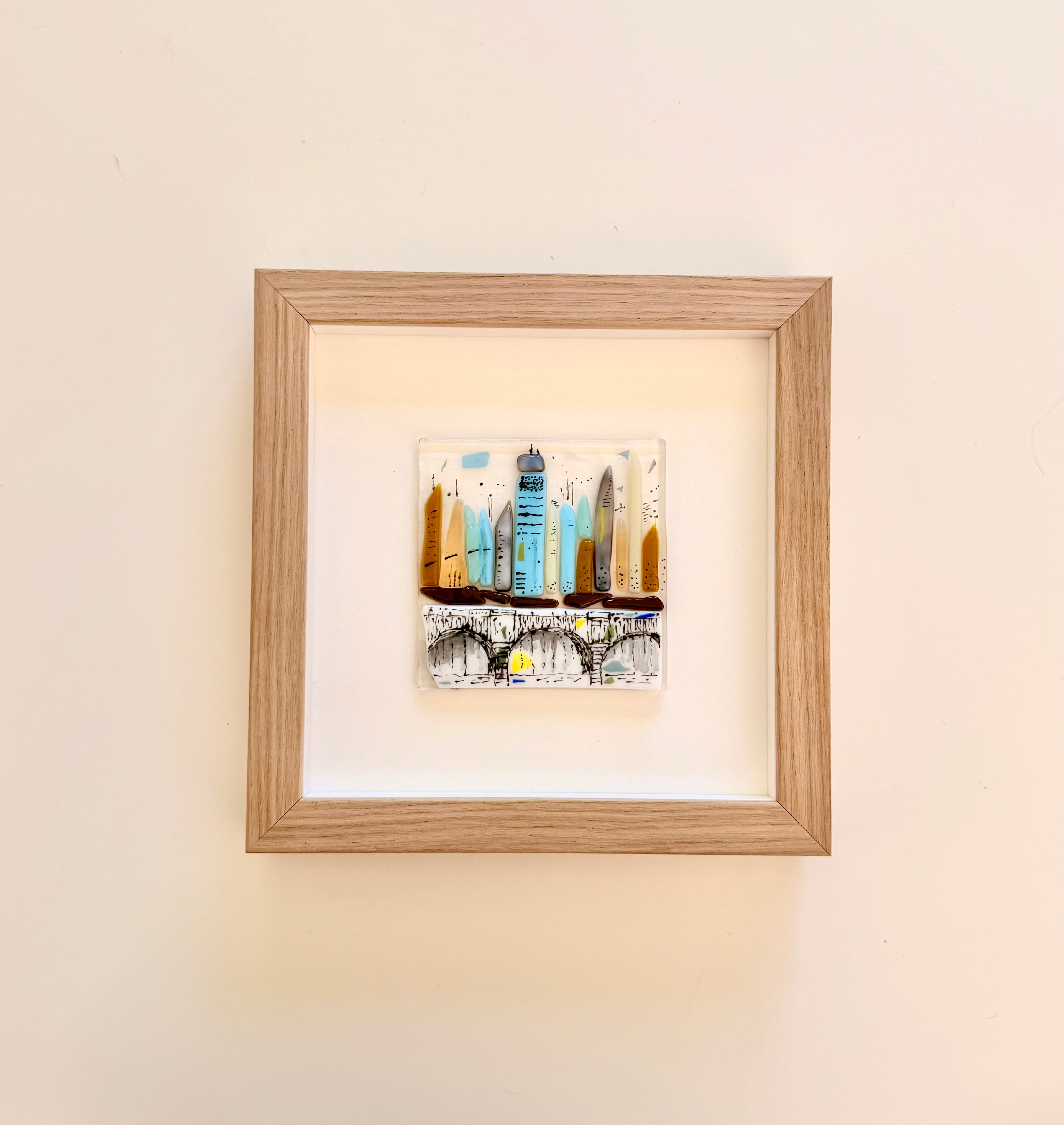 Muted Metropolis - Framed Contemporary Cityscape Glass Art