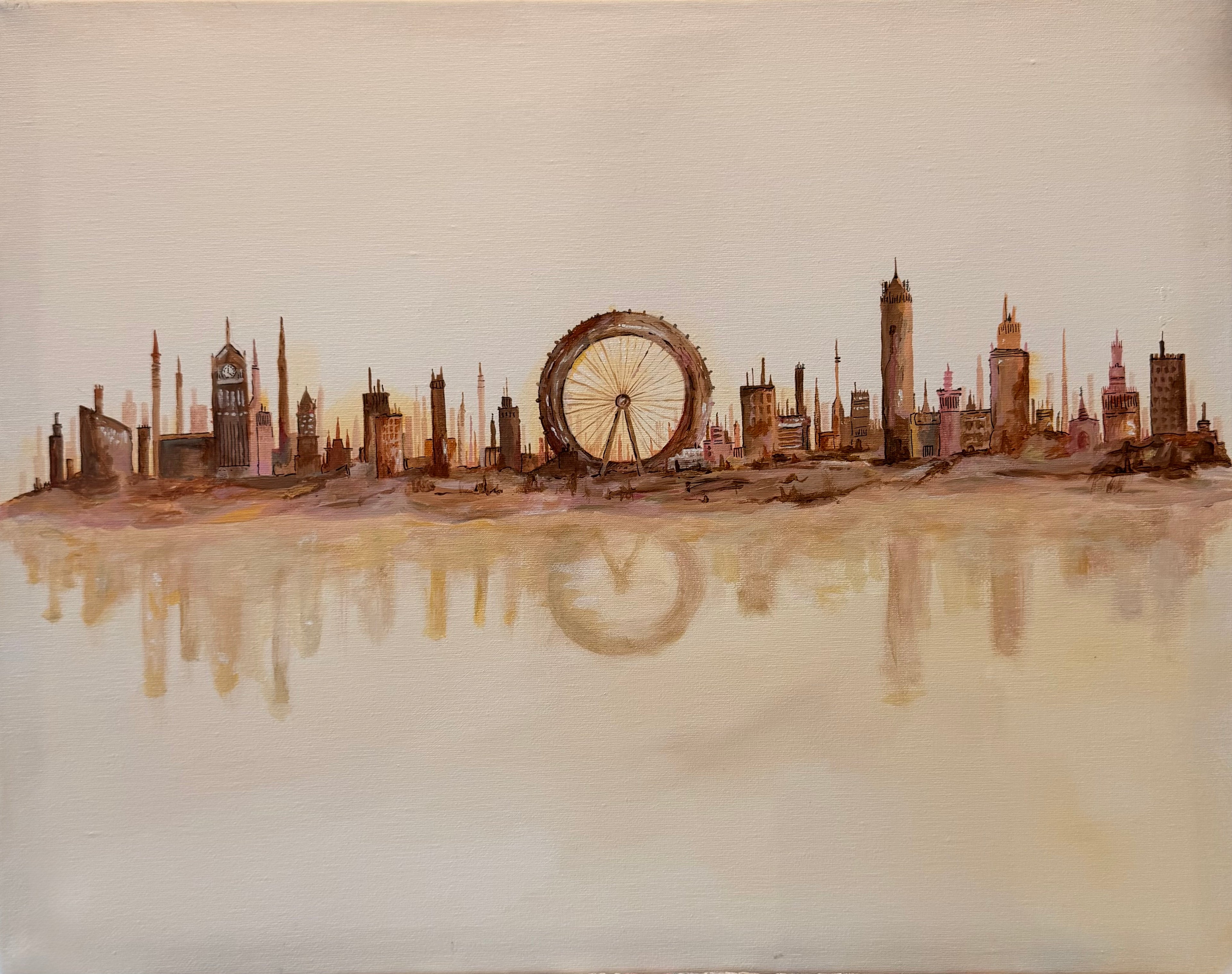 City View Beige Canvas Painting