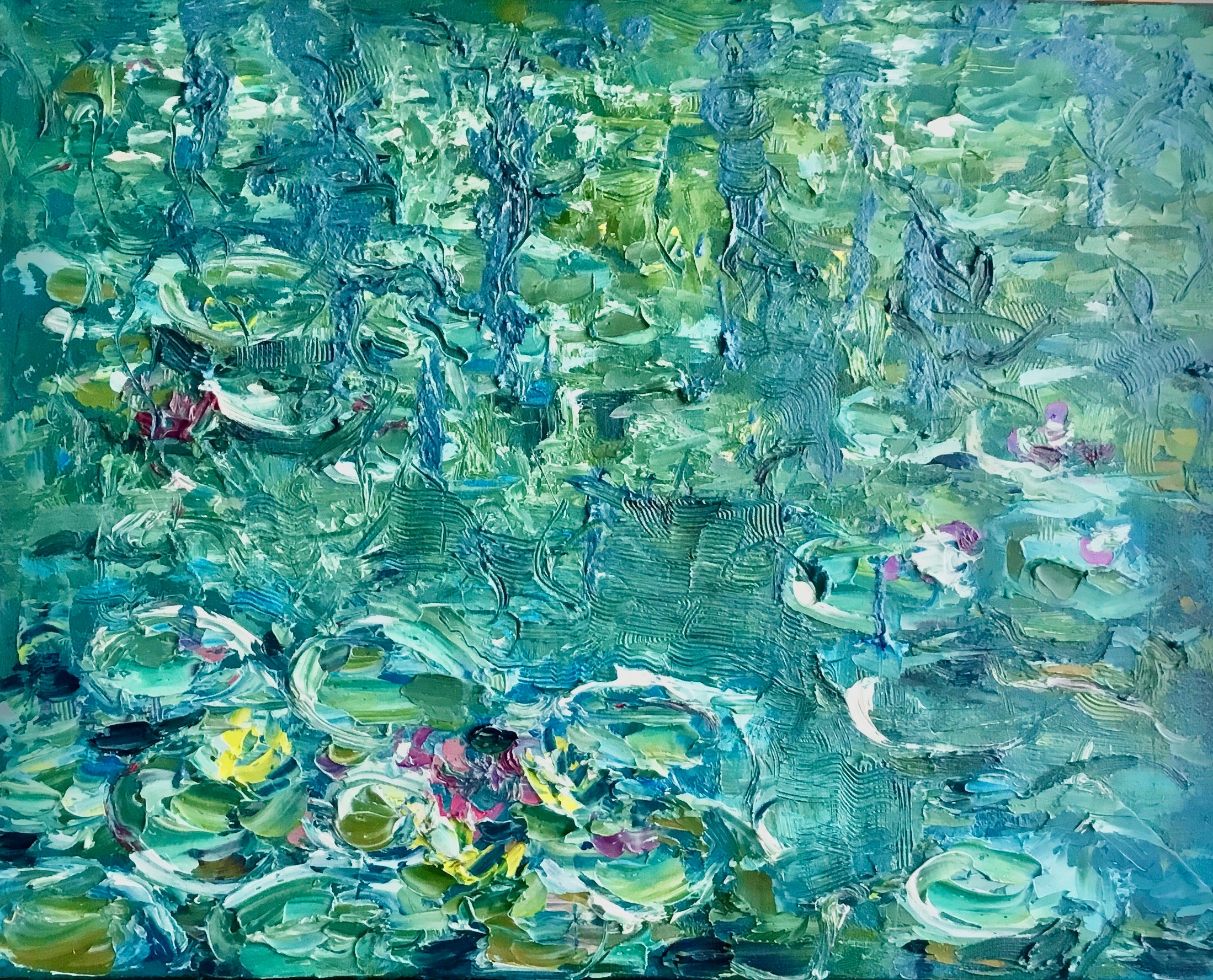 "Reflections in Bloom" – Monet-Inspired Original Oil Painting