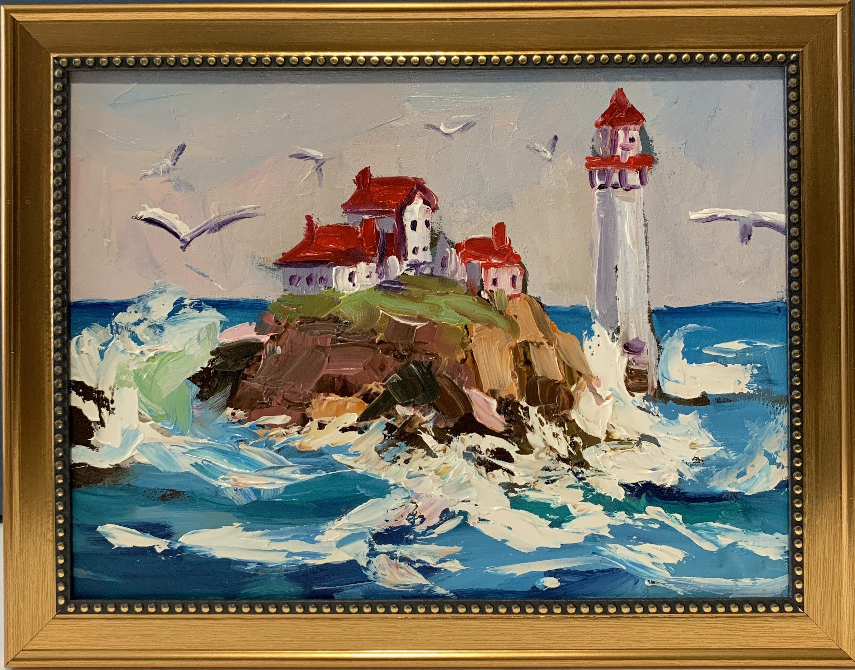 Seascape with lighthouse.