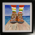 Orange shoes.