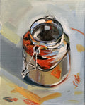 Silver jar. Still life.