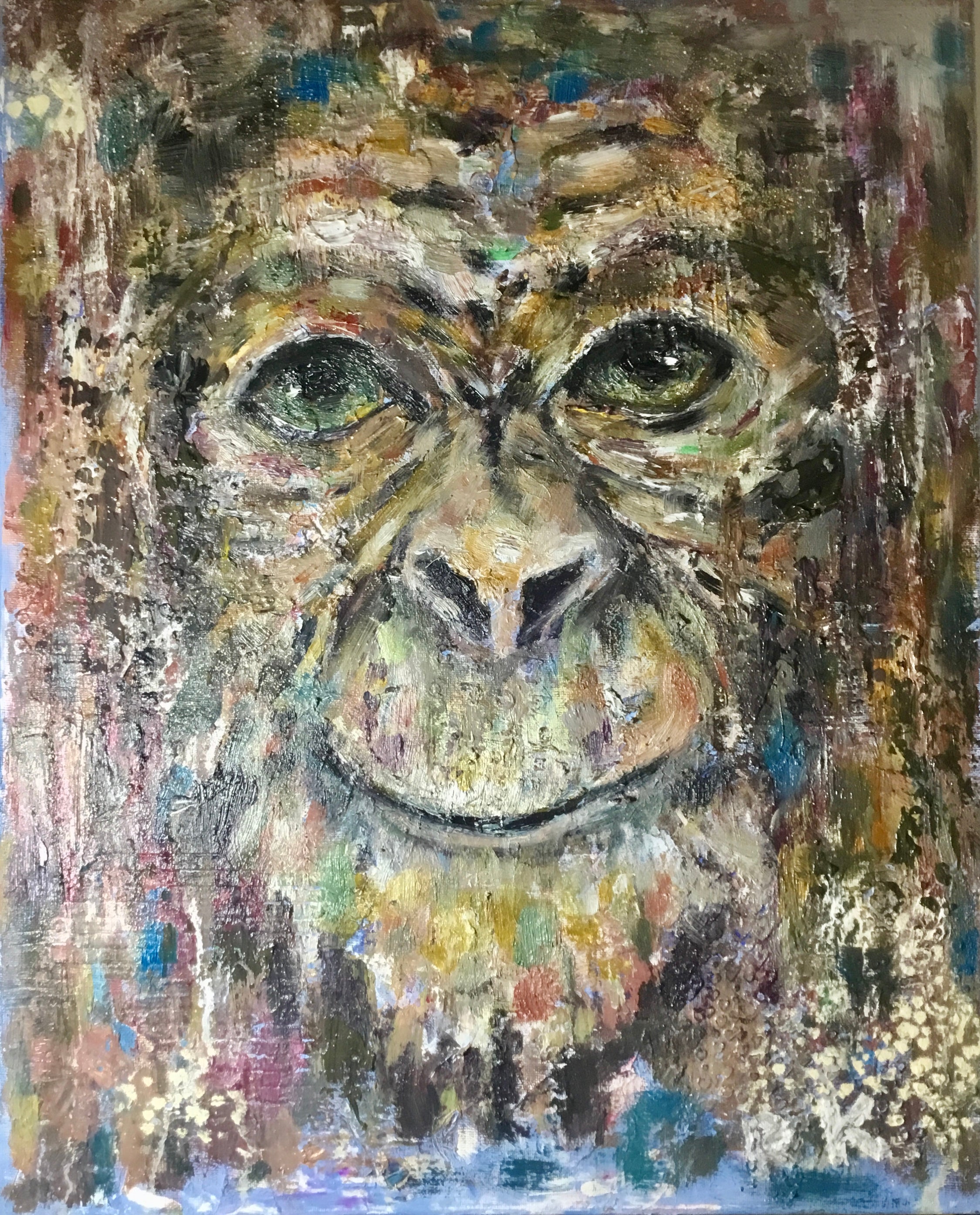 Spirit of the Primate – Original Textured monkey Oil Painting