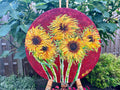 Sunflowers Still life Oil Painting, mixed media, sand texture by Elena Ciobanica
