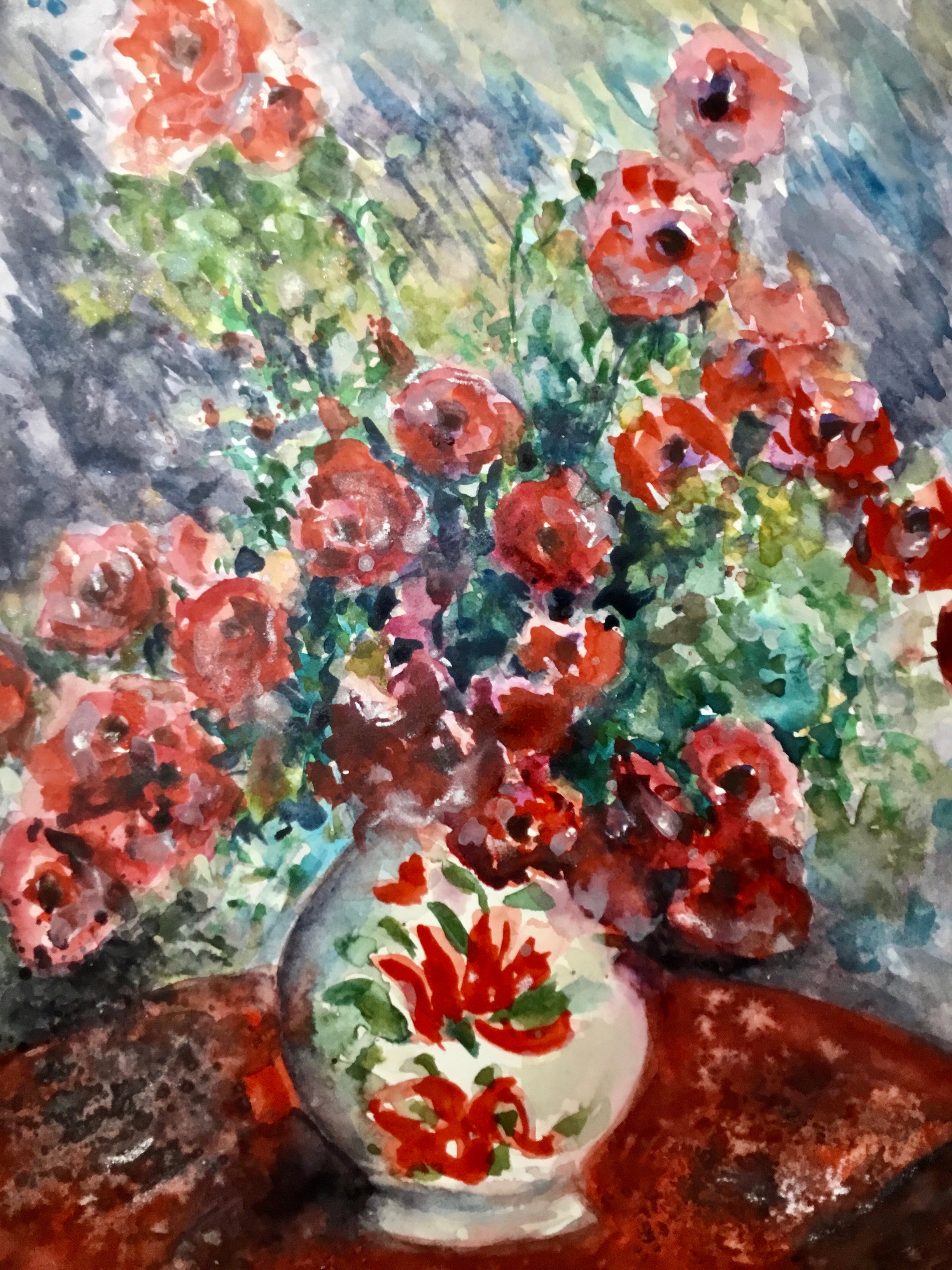 Red flowers in a vase