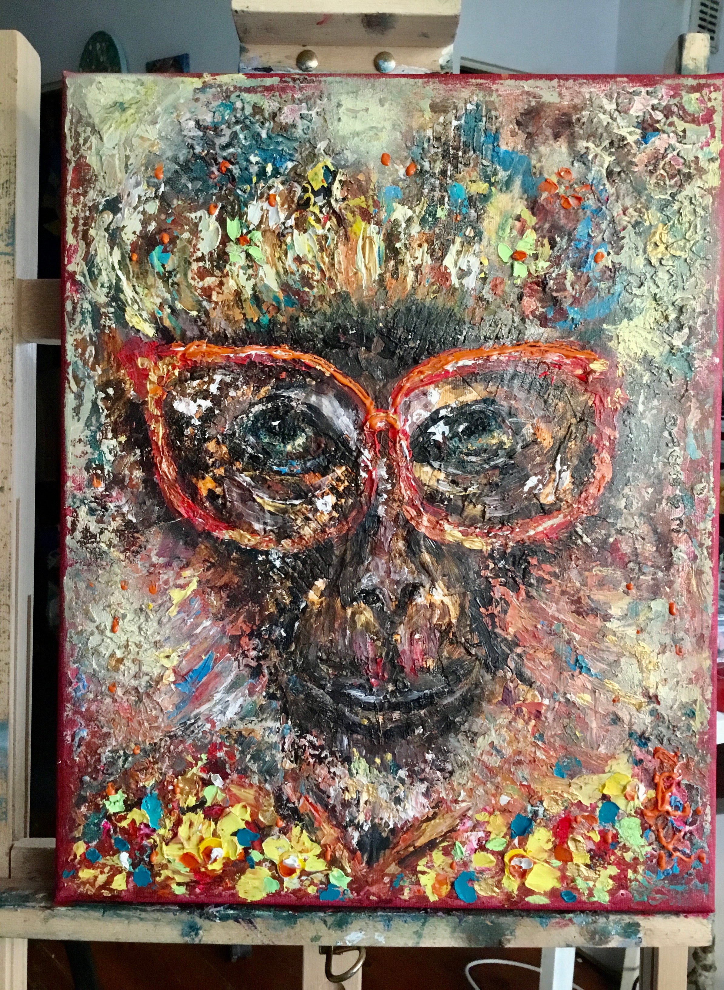 Monkey in glasses painting