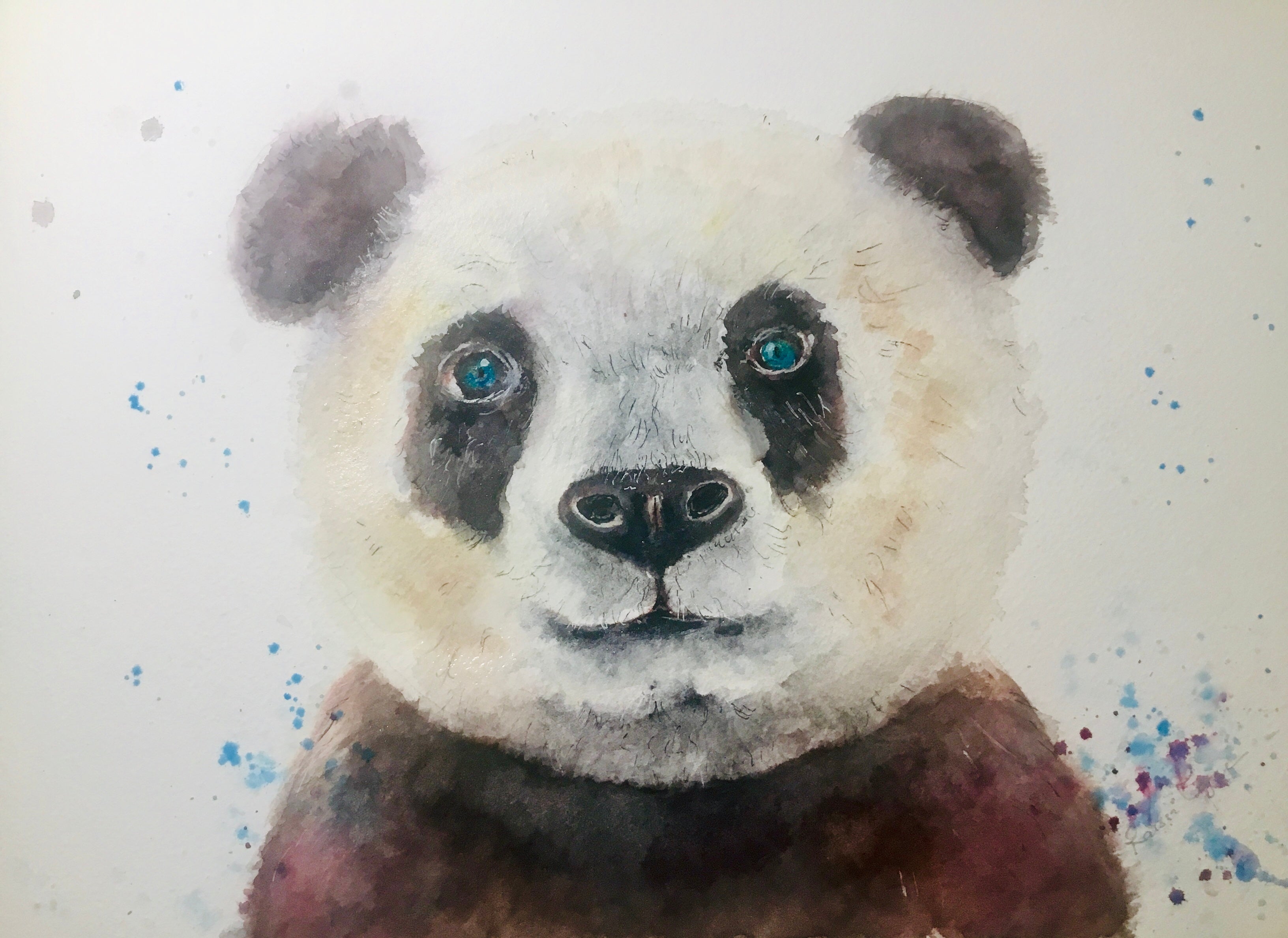 Gentle Eyes of the Panda – Original Watercolor Portrait
