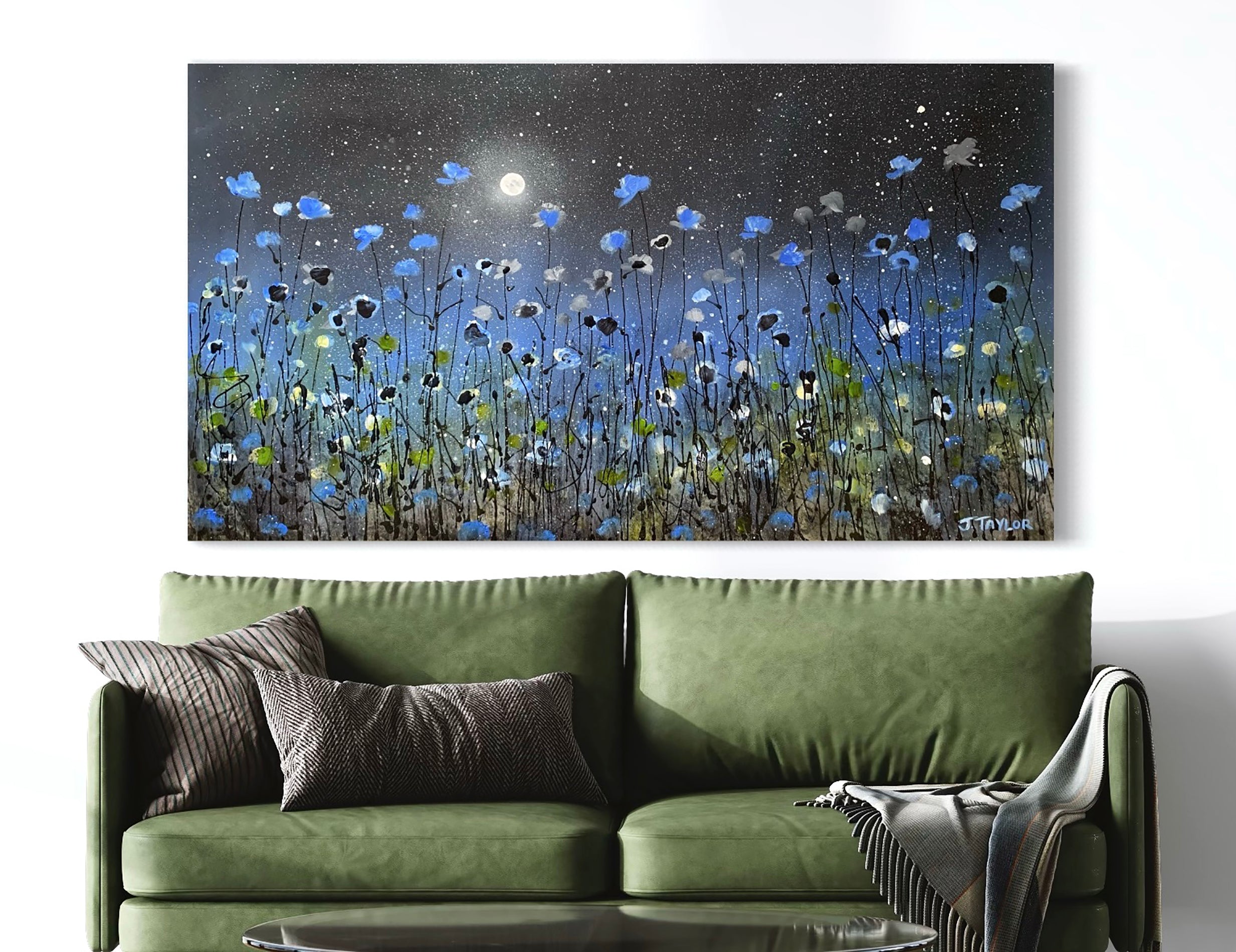 Midnight Garden, Cobalt Blue - Green