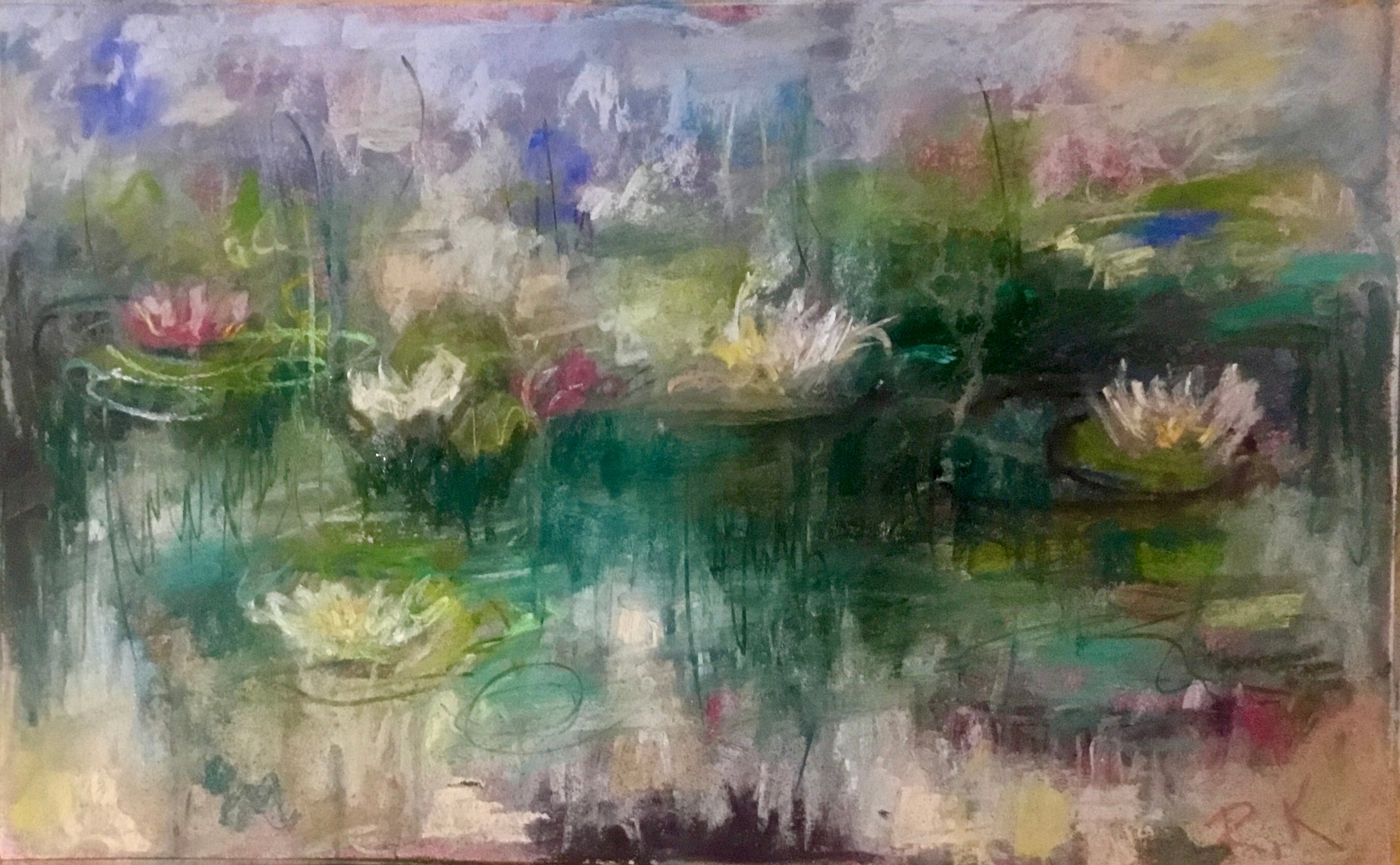 Floating Silence – Soft Pastel Lily Pond Painting