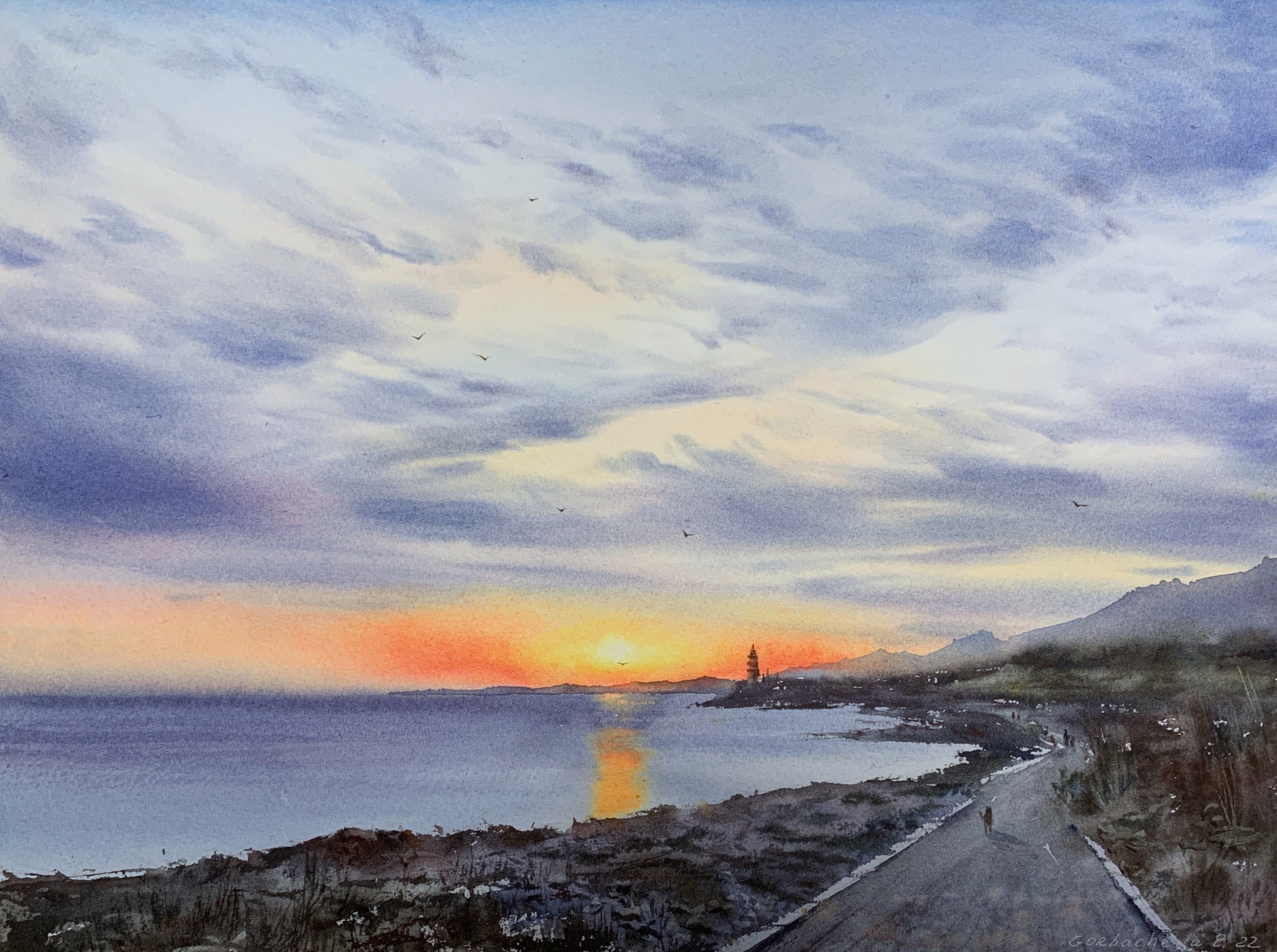 Sunset on the sea Lighthouse