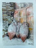 Leaning amphorae