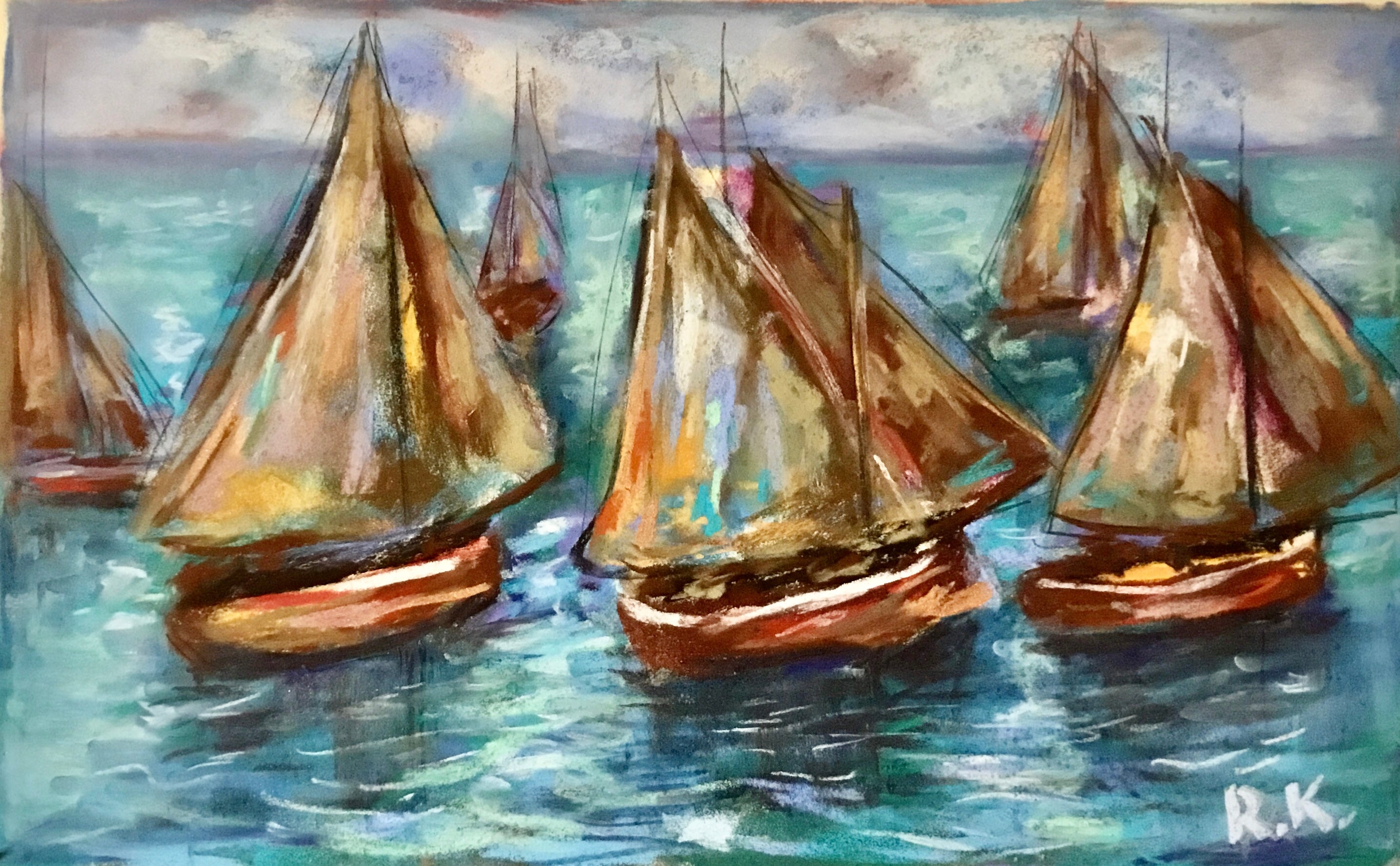Regatta of Stillness – Original Seascape Painting