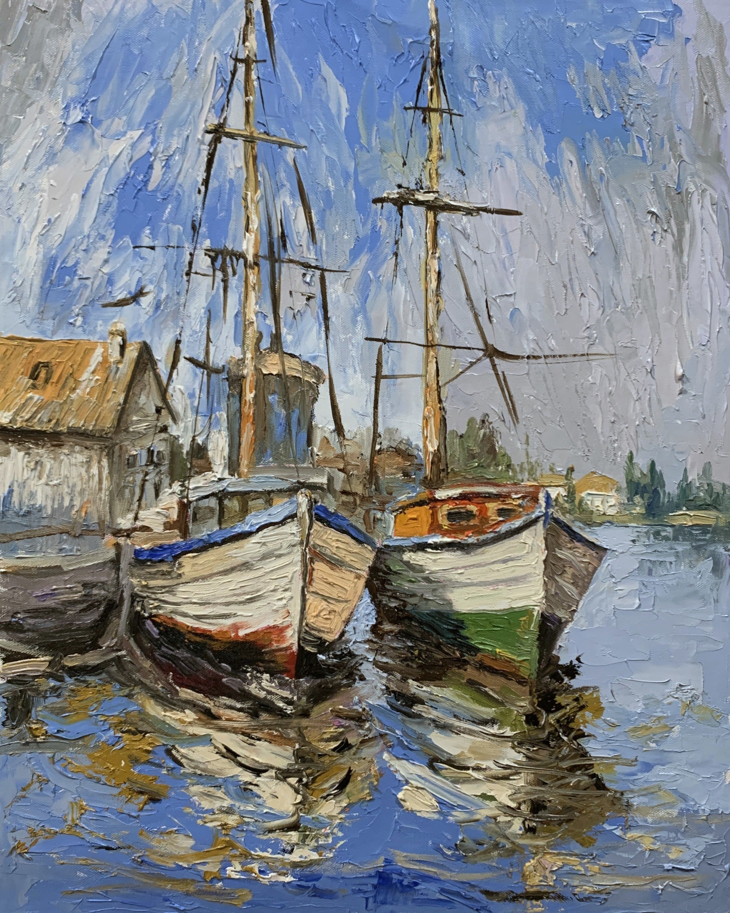 Harbor, Boats Reflection.