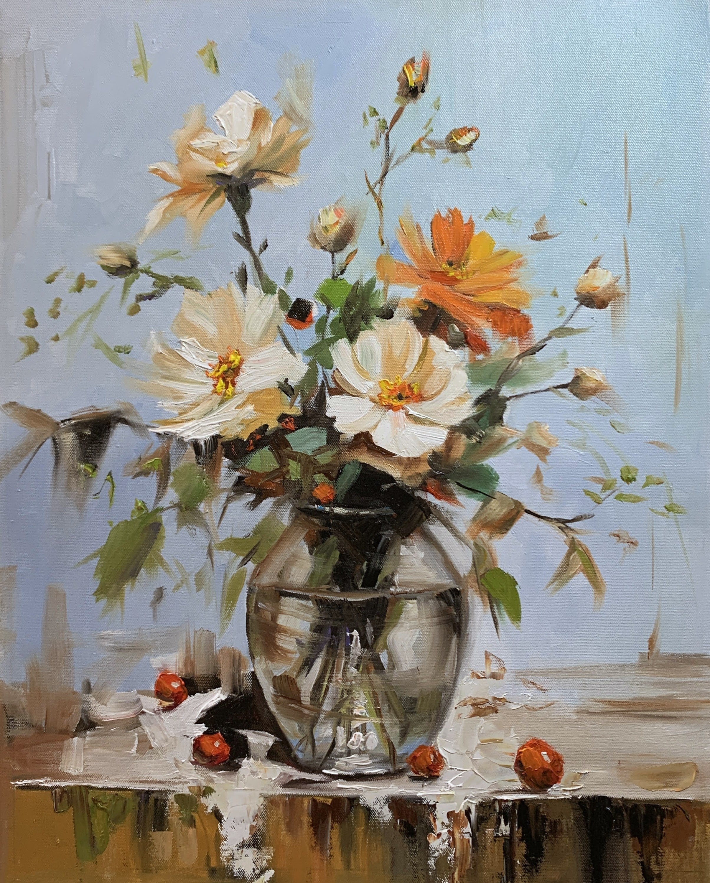 Wildflower Bouquet in Glass Vase.
